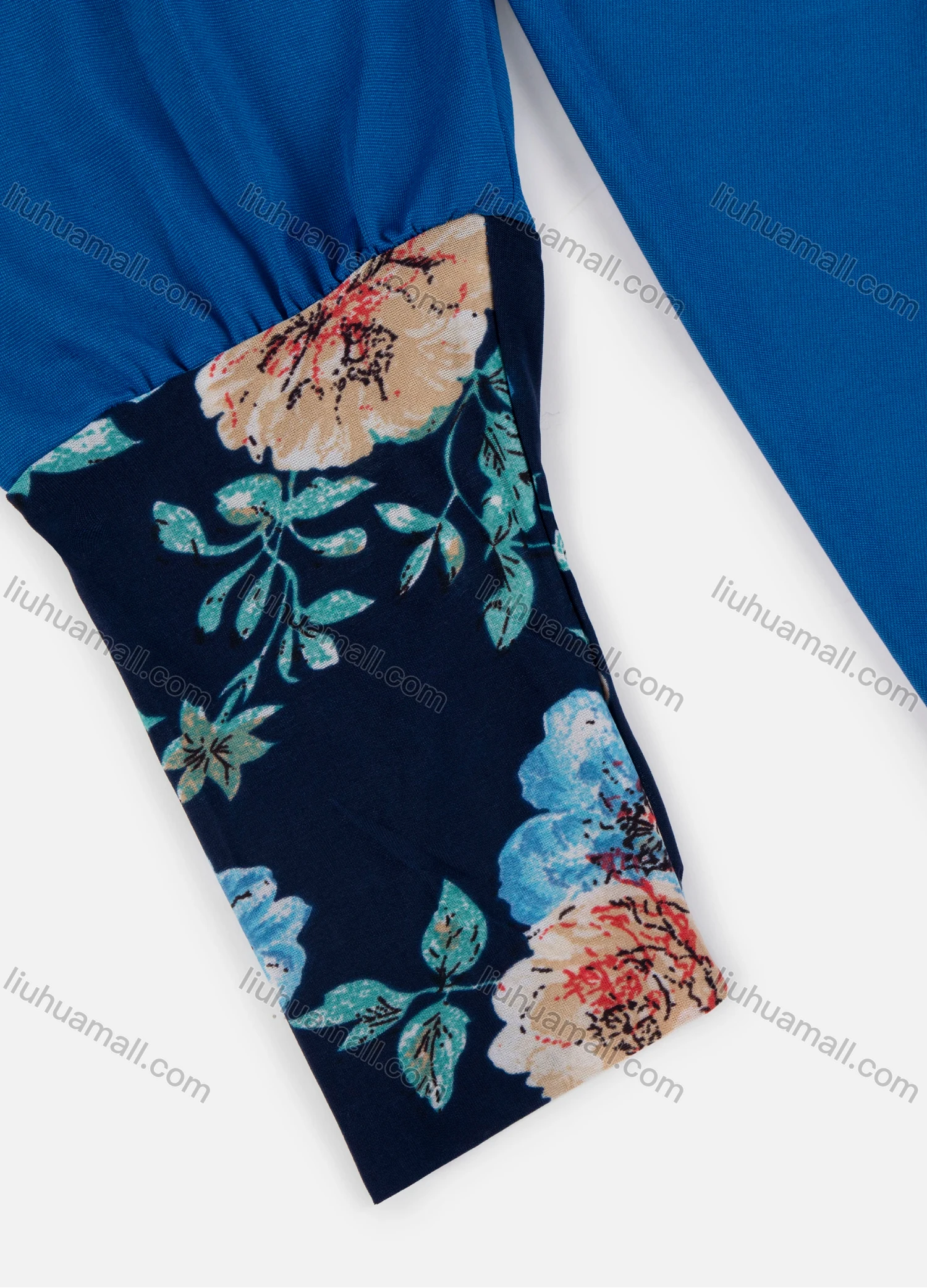 Wholesale Women's Muslim Islamic Modest Splicing Floral Print Abaya Dress With Hijab 2 Pieces Set - Liuhuamall