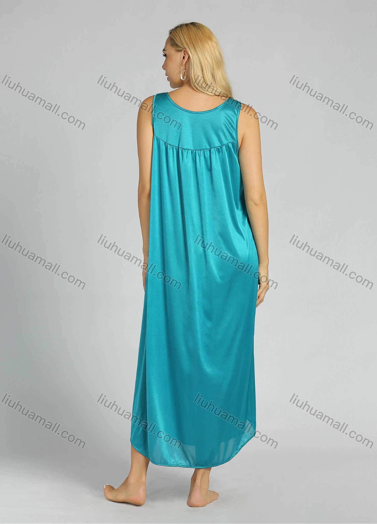 Wholesale Women's Sleeveless Lace Satin Solid Color Pleated Sleepwear - Liuhuamall