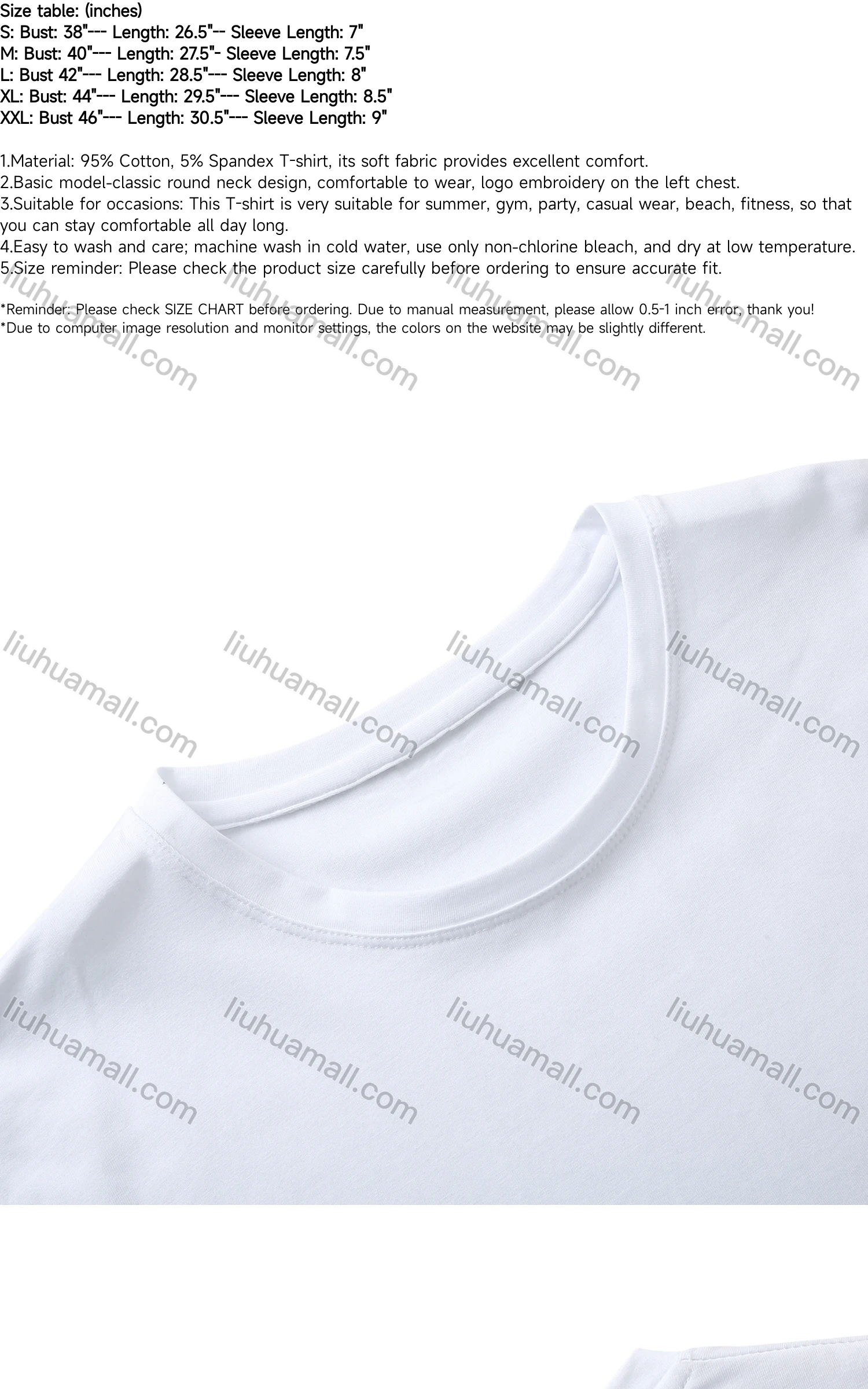 Wholesale Men's Classic Round Neck Plain Embroidered Short Sleeve T Shirt - Liuhuamall