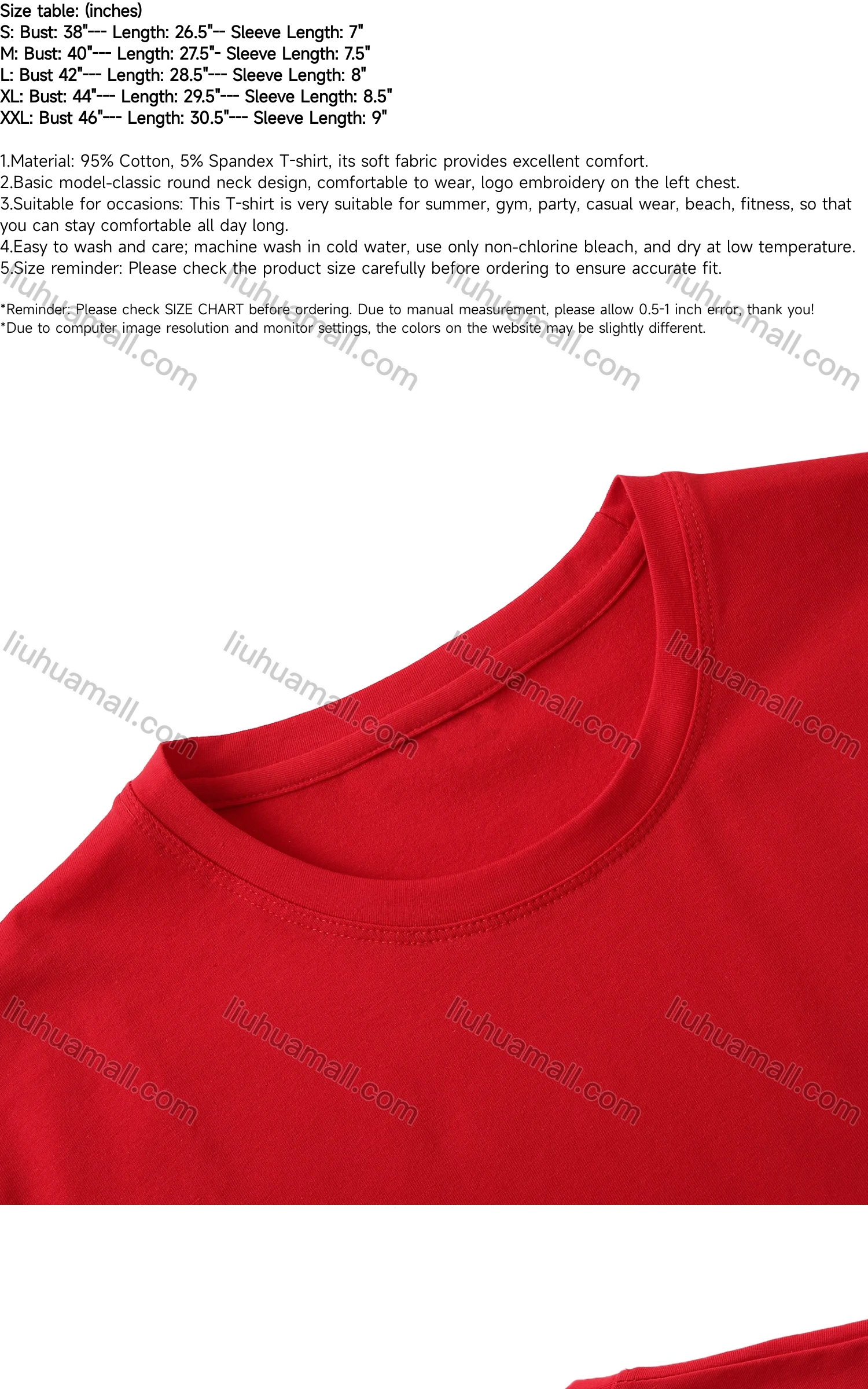 Wholesale Men's Classic Round Neck Plain Embroidered Short Sleeve T Shirt - Liuhuamall