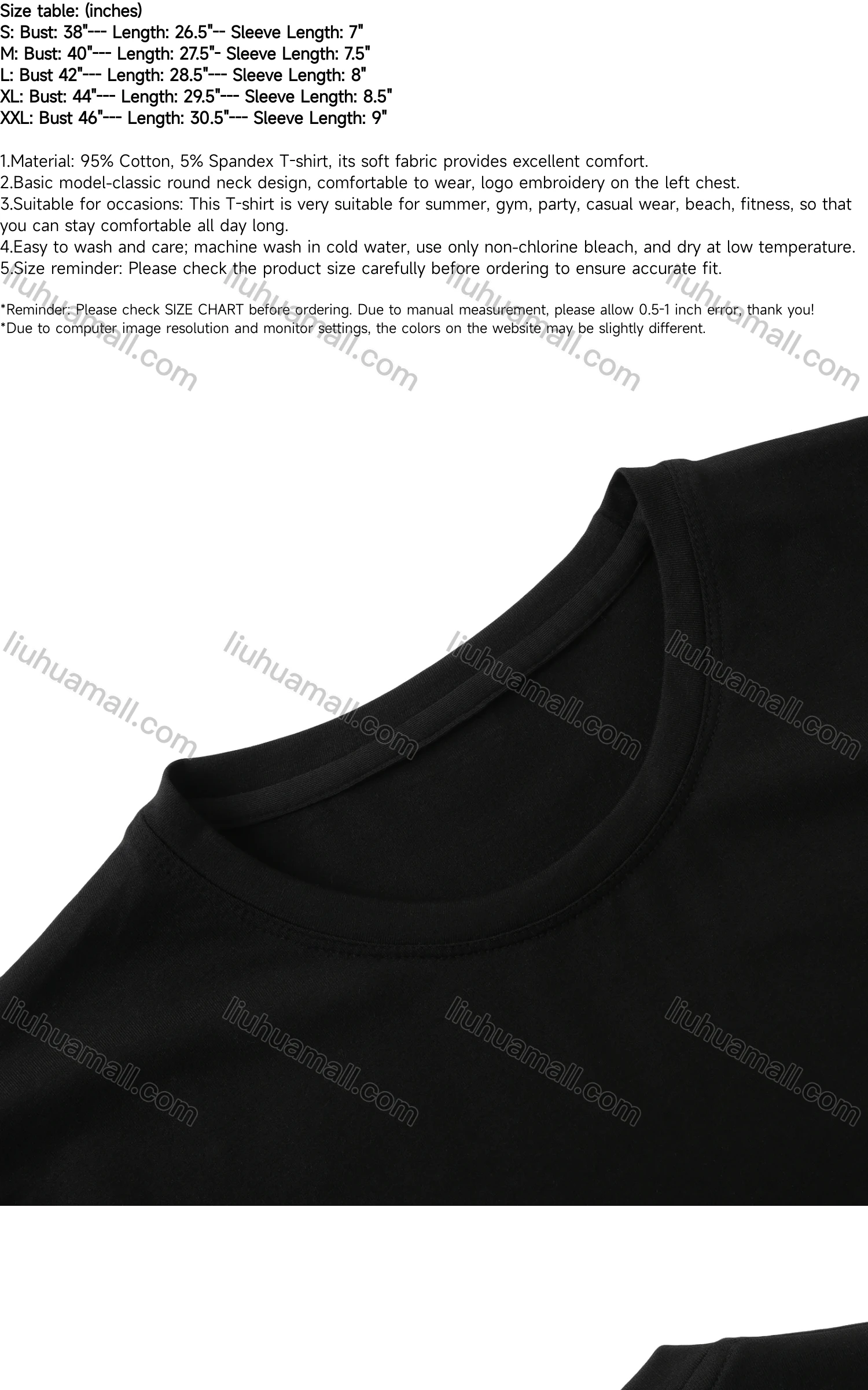 Wholesale Men's Classic Round Neck Plain Embroidered Short Sleeve T Shirt - Liuhuamall