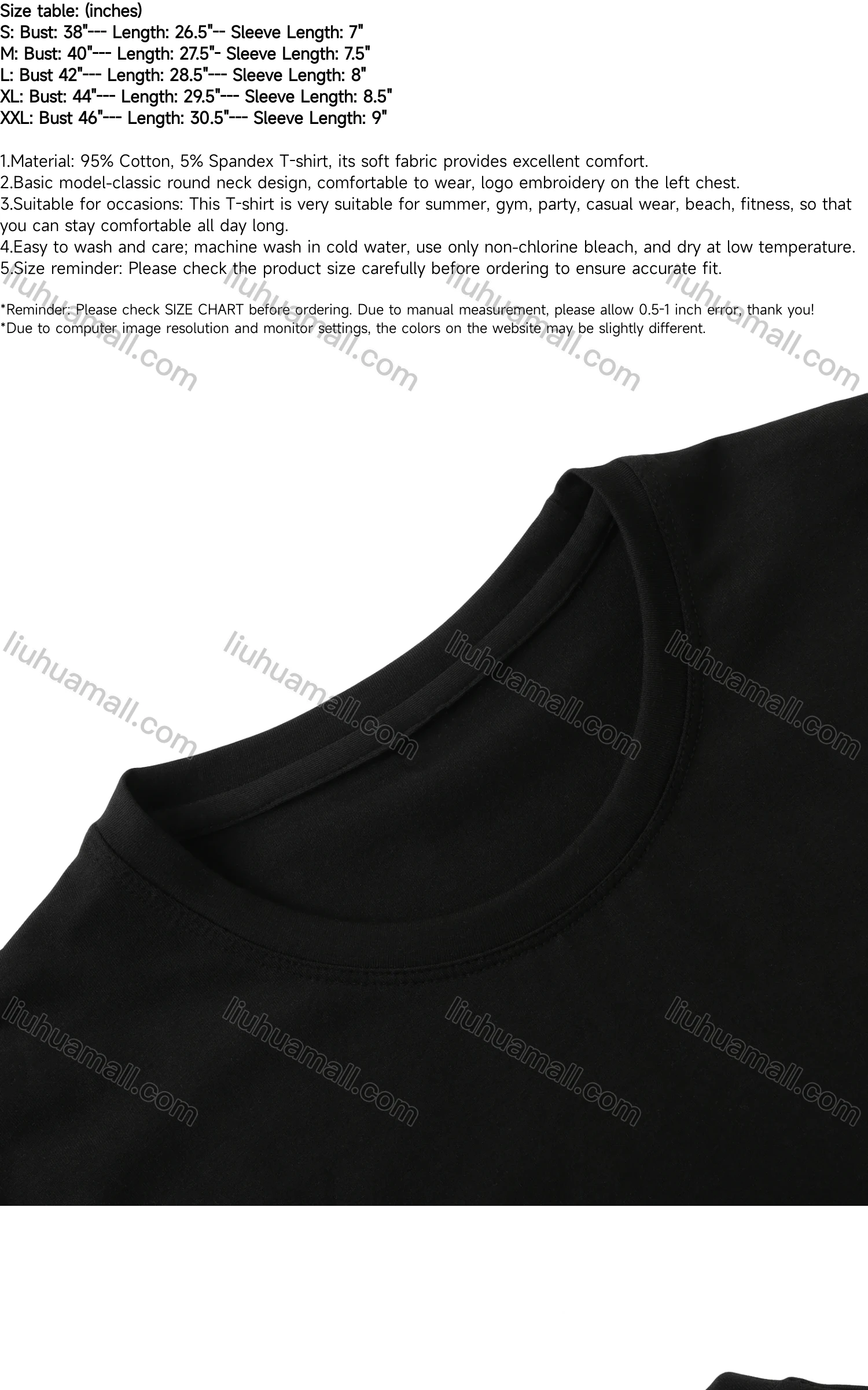 Wholesale Men's Classic Lettler Embroidered Round Neck Plain Short Sleeve T Shirt - Liuhuamall