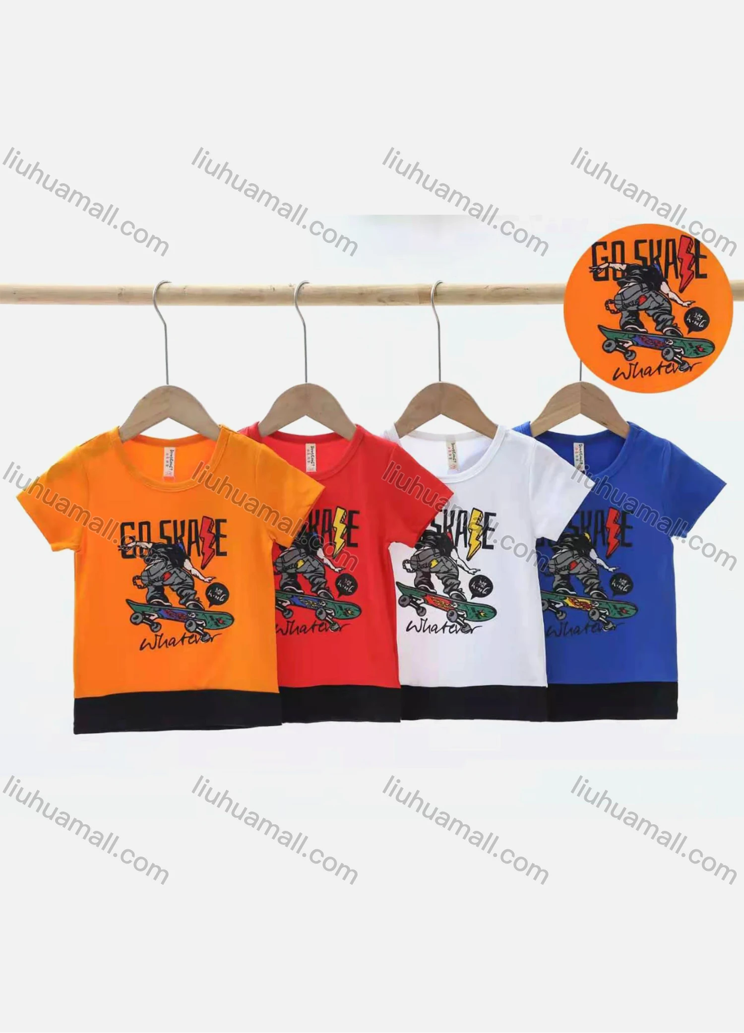Wholesale Boys Casual 100% Cotton Round Neck Short Sleeve Graphic Tee 627# - Liuhuamall