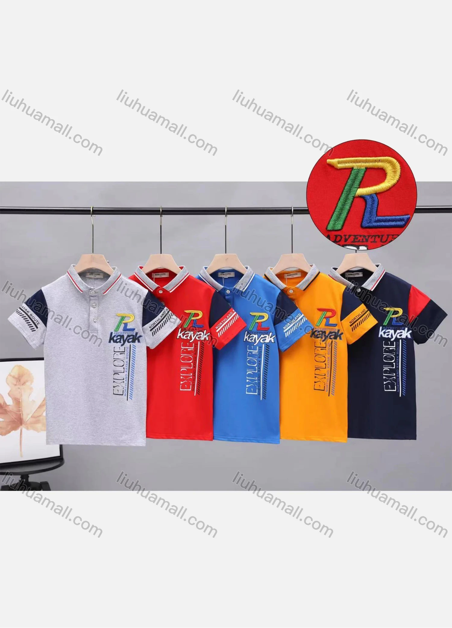Wholesale Boys Short Sleeve Embroidery Letter Graphic Polo Shirt 5159# - Liuhuamall