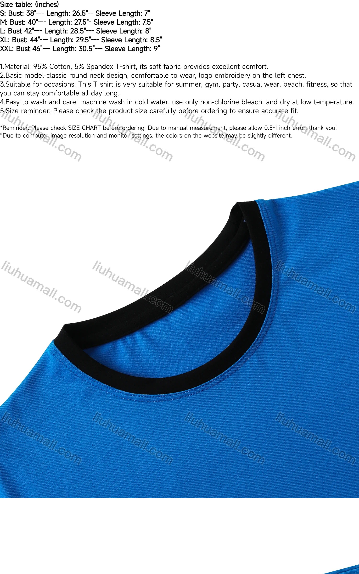 Wholesale Men's Cotton Short Sleeve Contrast Casual Style T Shirt - Liuhuamall