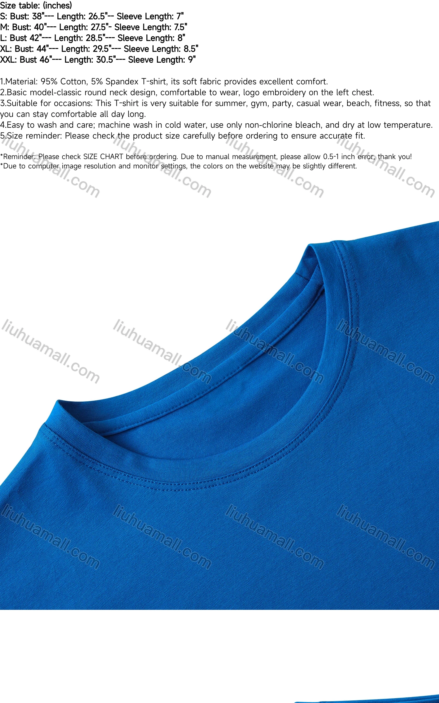 Wholesale Men's Classic Cotton Round Neck Plain Short Sleeve T Shirt - Liuhuamall