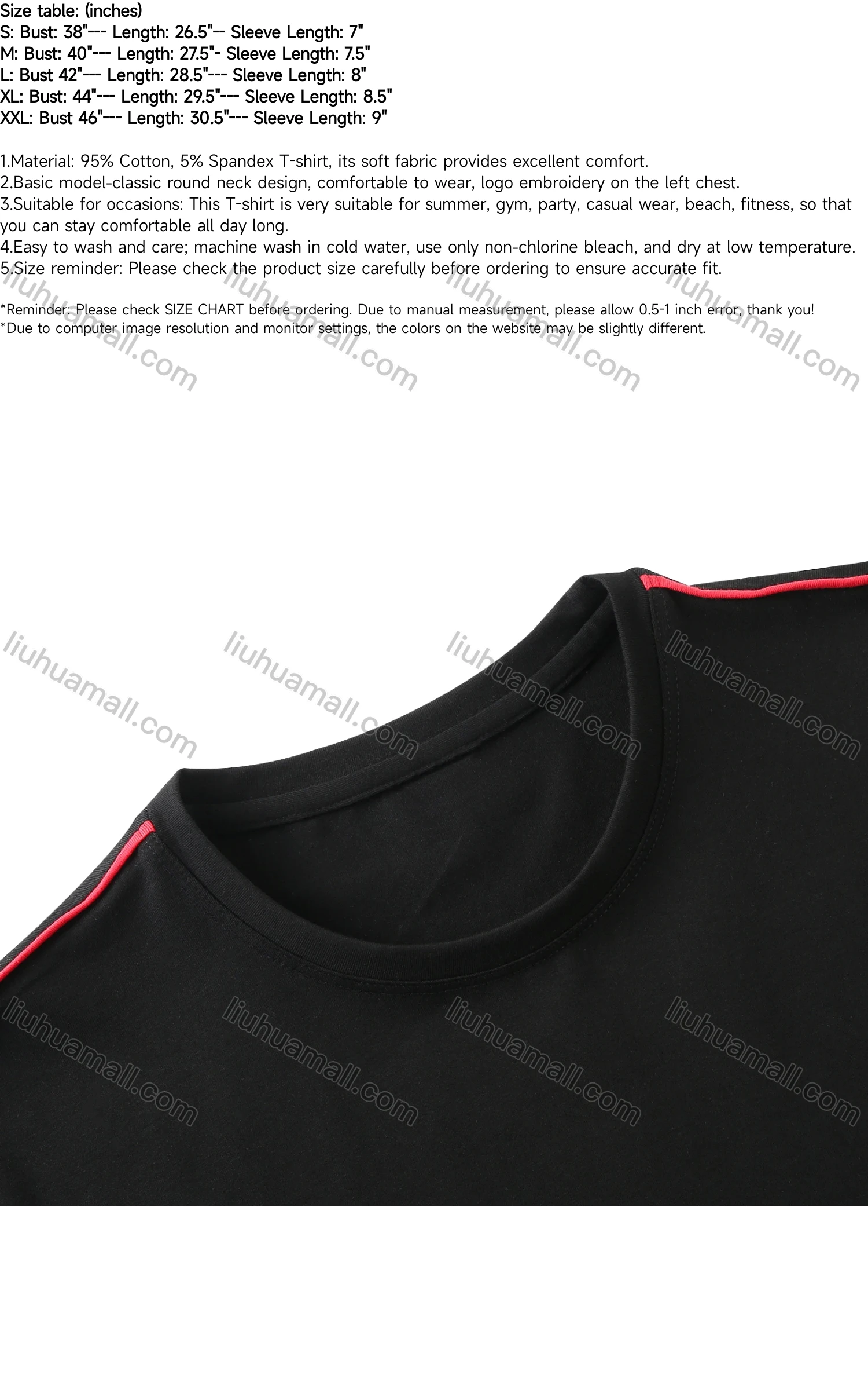 Wholesale Men's Short Sleeve Contrast Striped Casual Style T Shirt - Liuhuamall