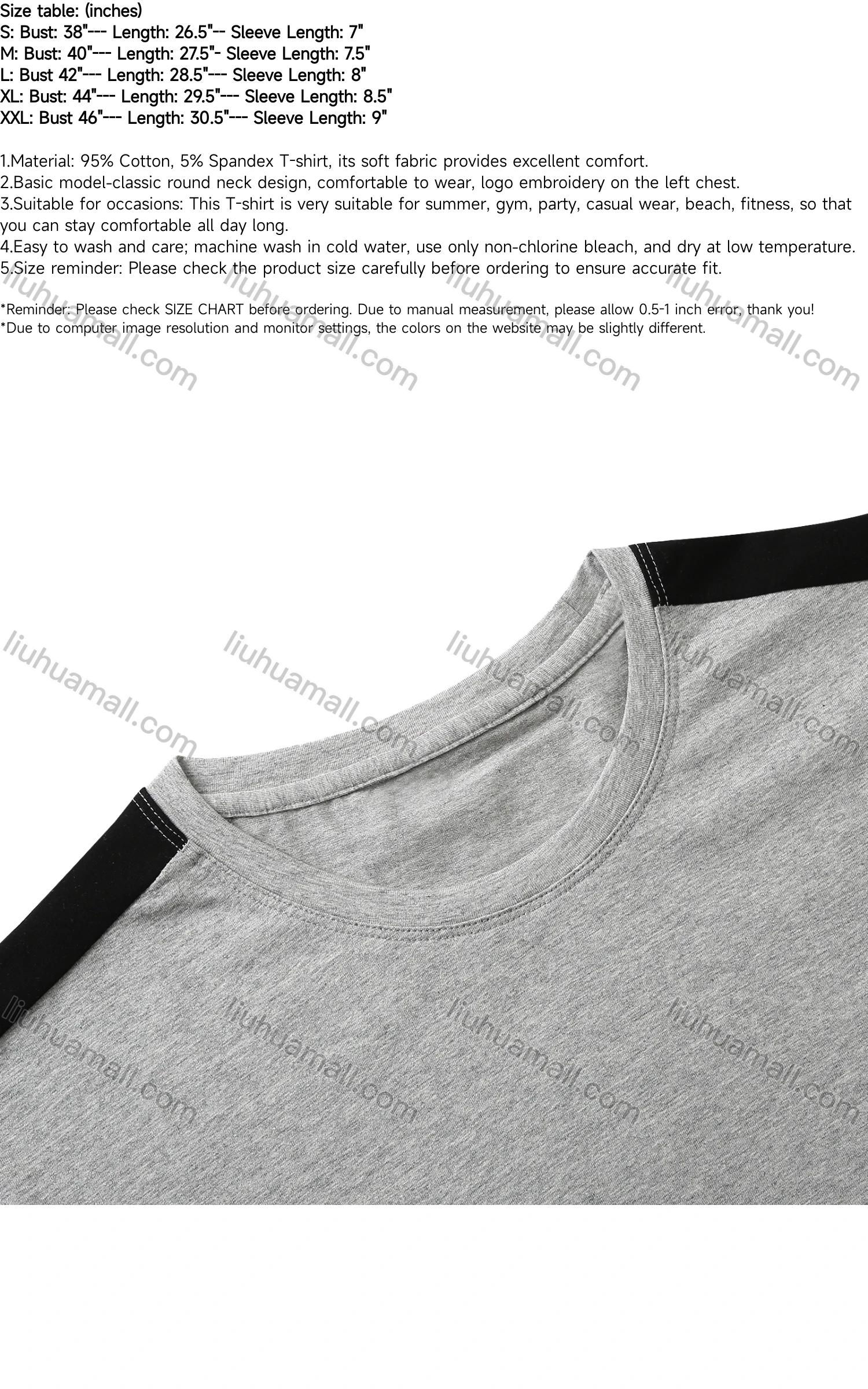 Wholesale Men's Short Sleeve Cotton Colorblock Casual T Shirt - Liuhuamall