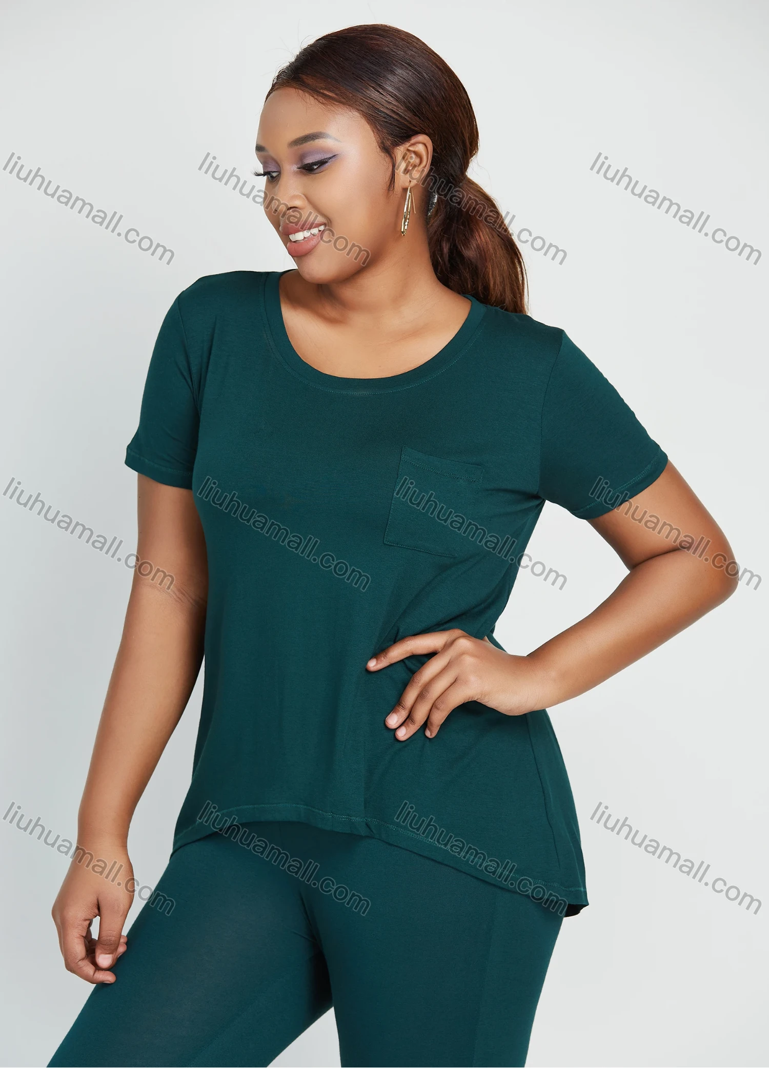 Wholesale Women's Daily Short Sleeve Round Neck T-shirt 2 Piece Set - Liuhuamall