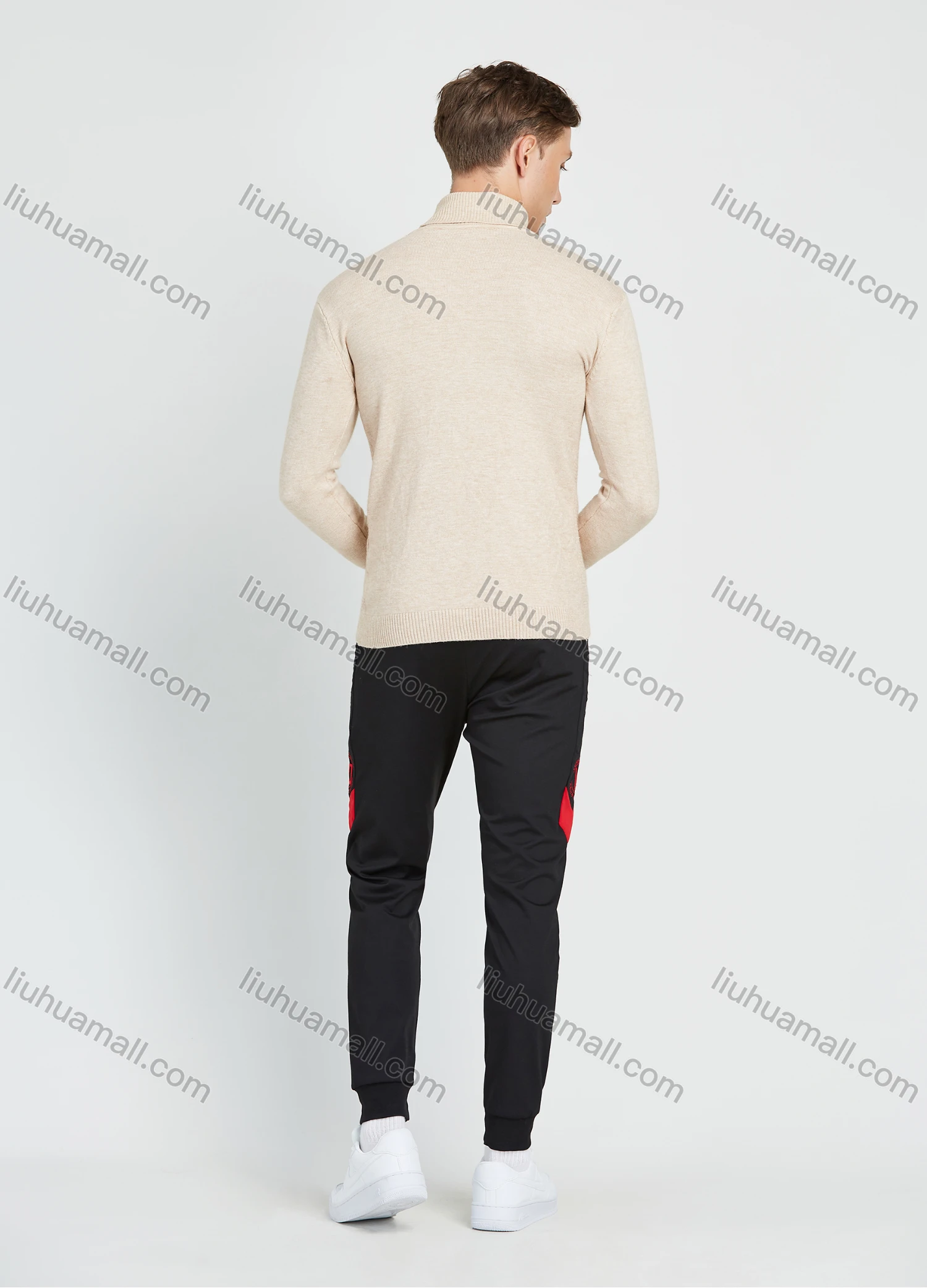 Wholesale Men's Slim Fit Turtleneck Plain Long Sleeve Rib-Knit Pullover Sweater - Liuhuamall