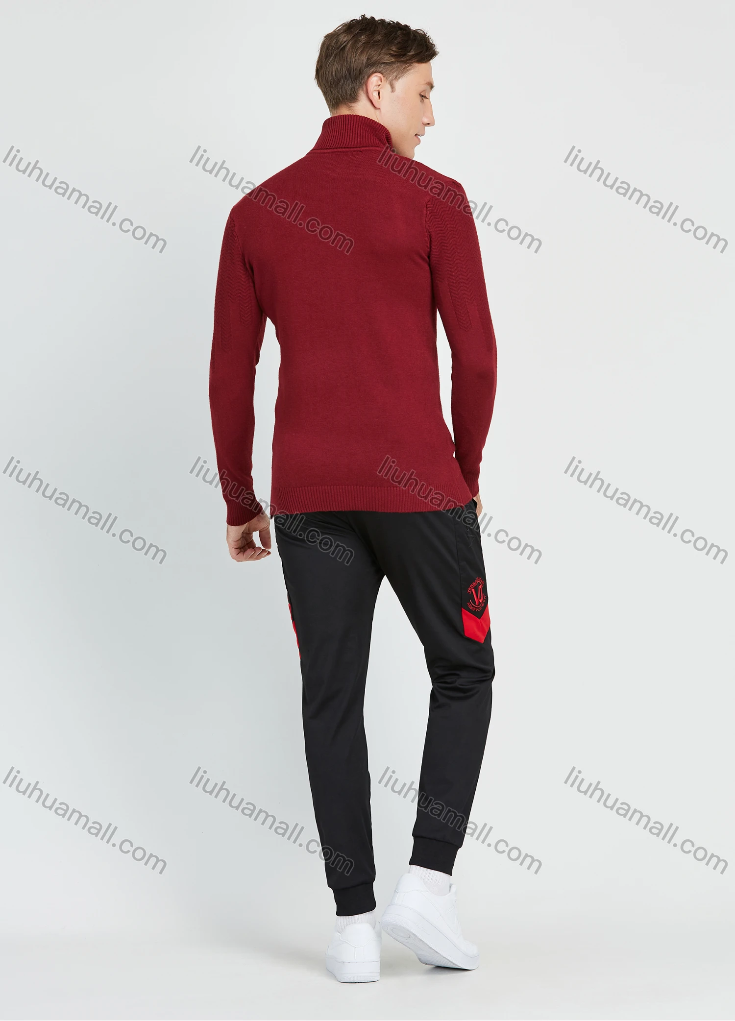 Wholesale Men's Casual Plain Turtleneck Long Sleeve Slim Fit Sweater - Liuhuamall