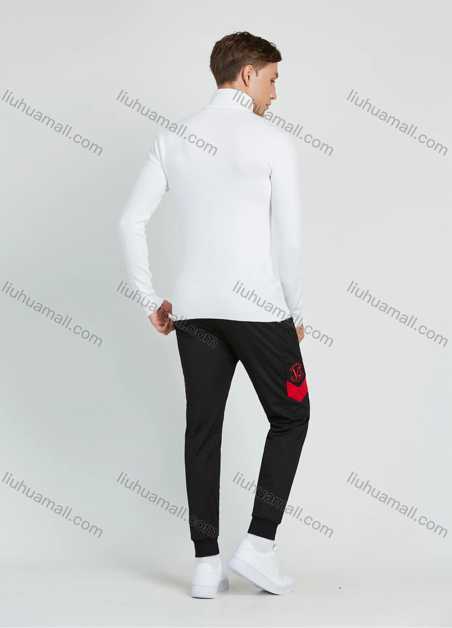 Wholesale Men's Casual Plain Turtleneck Long Sleeve Slim Fit Sweater - Liuhuamall