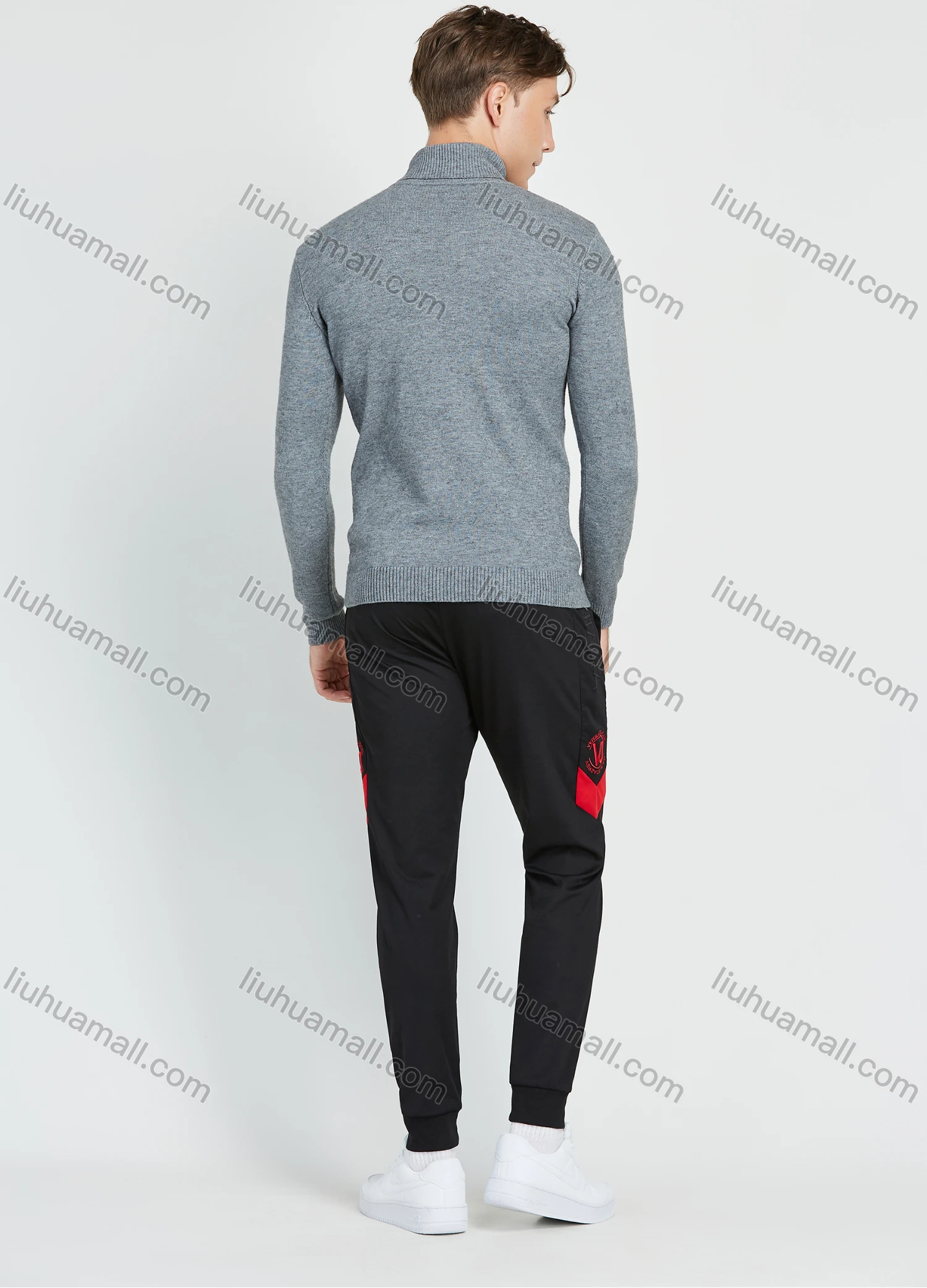 Wholesale Men's Casual Plain Turtleneck Long Sleeve Cable Knit Sweater - Liuhuamall