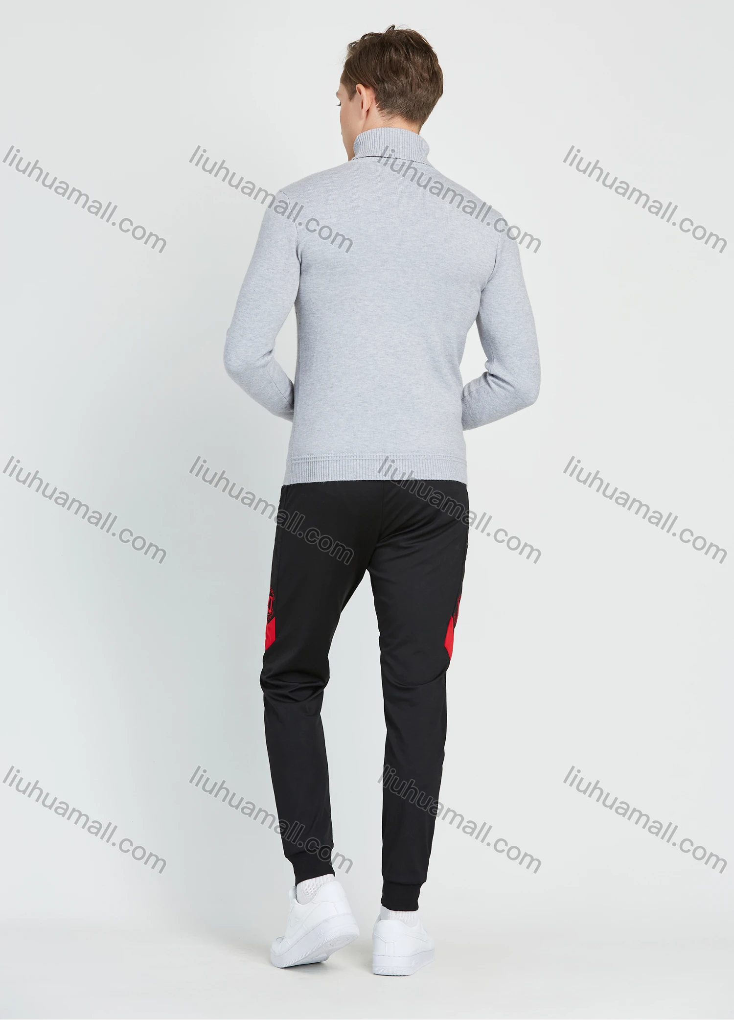 Wholesale Men's Casual Plain Turtleneck Long Sleeve Slim Fit Knit Sweater - Liuhuamall
