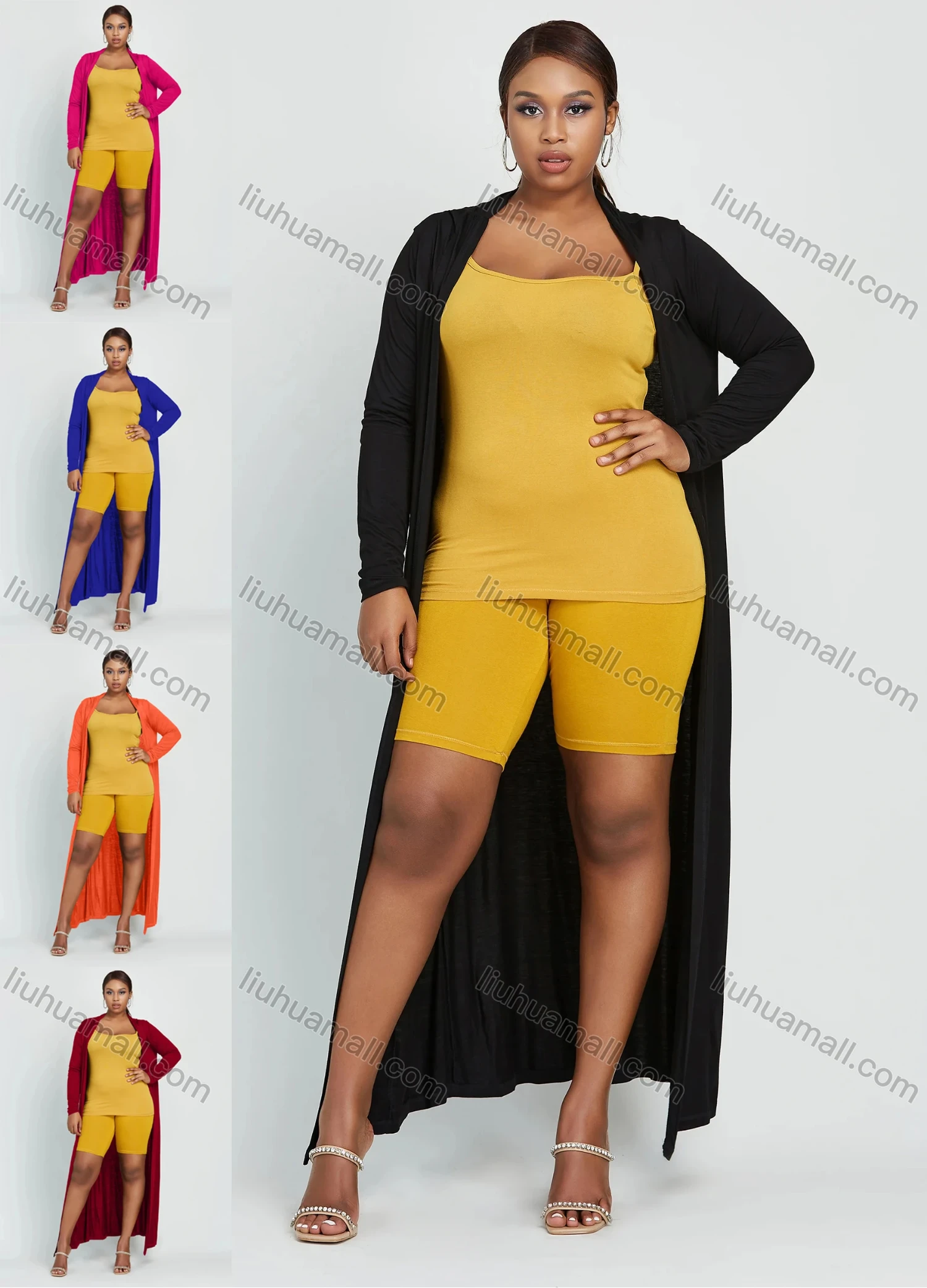 Wholesale Women's Long Sleeve Plain Maxi Cardigan - Liuhuamall