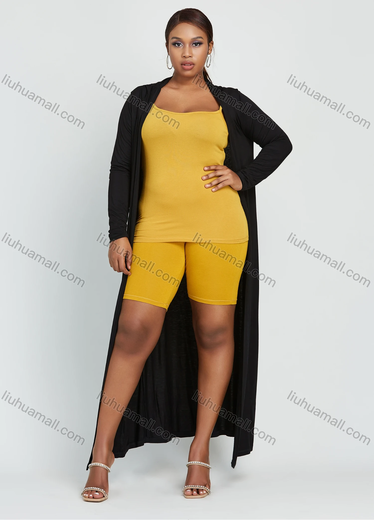 Wholesale Women's Long Sleeve Plain Maxi Cardigan - Liuhuamall