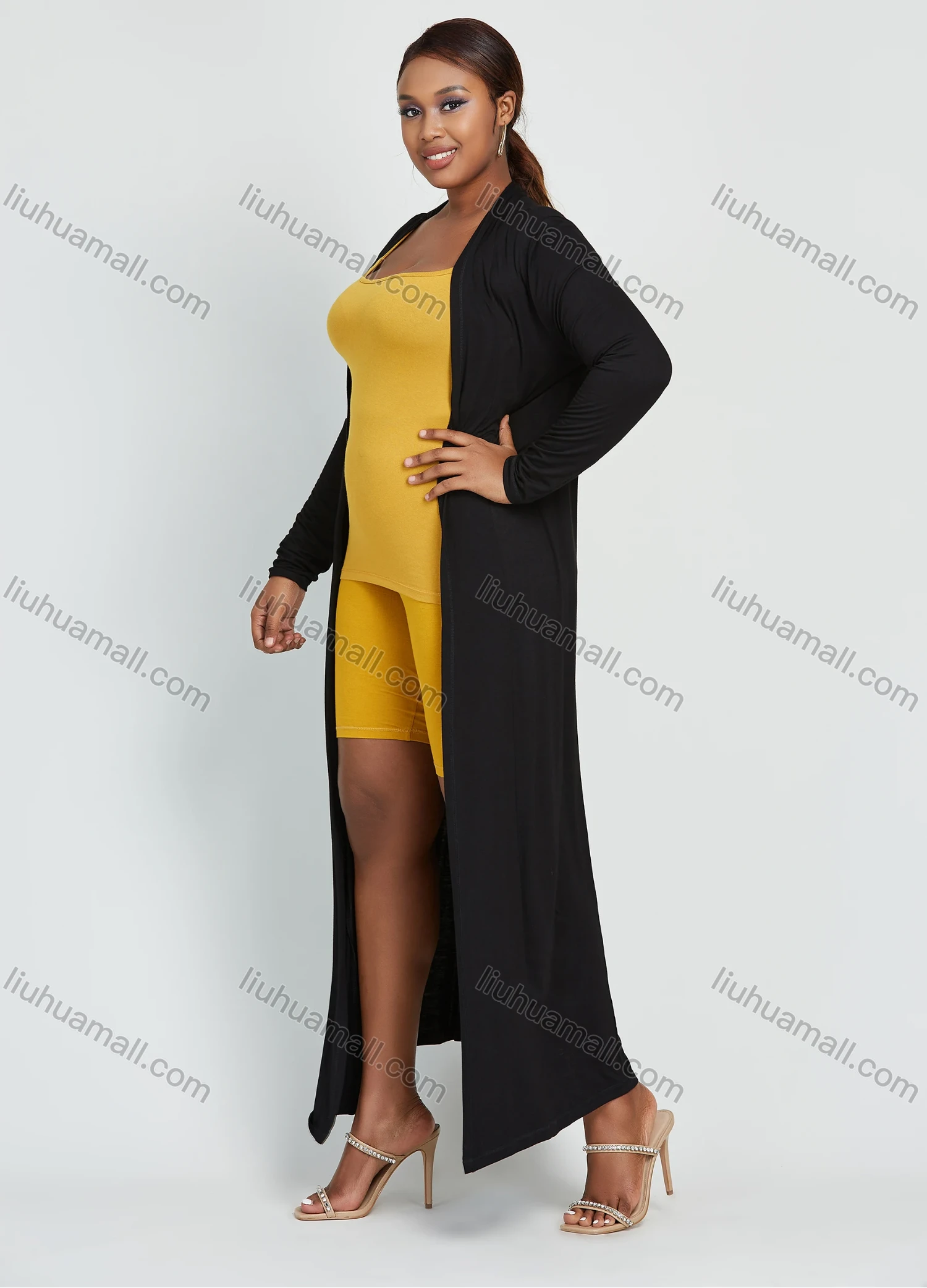 Wholesale Women's Long Sleeve Plain Maxi Cardigan - Liuhuamall