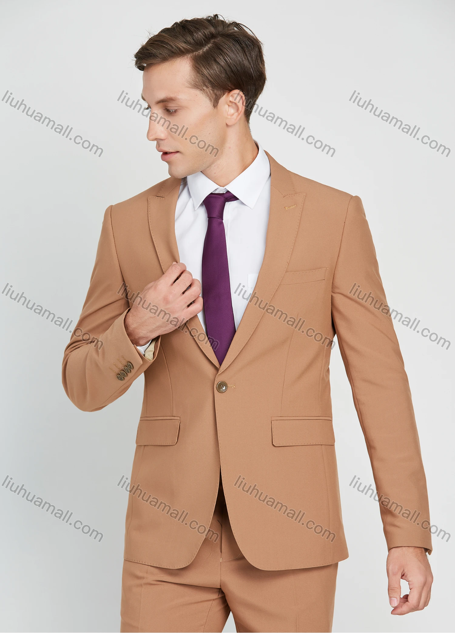 Wholesale Men's Formal Single Breasted Plain Suit Jacket 2 Piece Set - Liuhuamall