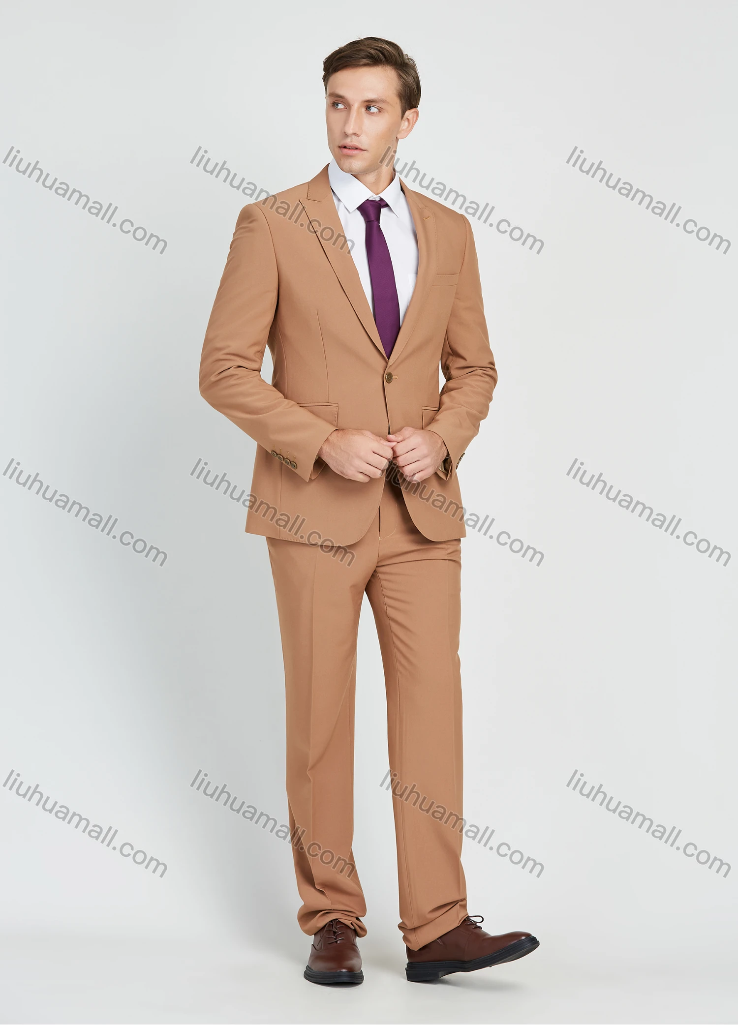 Wholesale Men's Formal Single Breasted Plain Suit Jacket 2 Piece Set - Liuhuamall