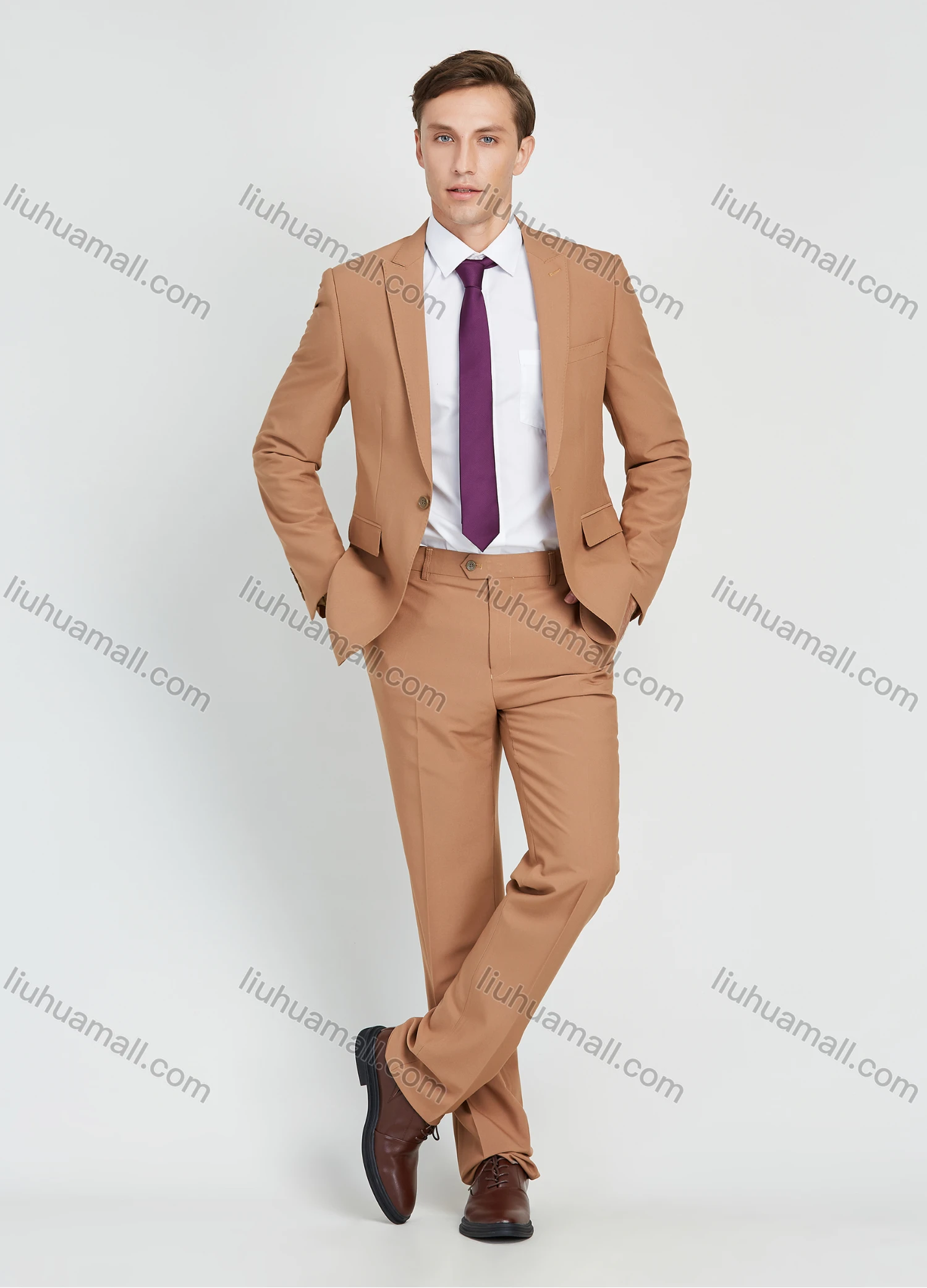 Wholesale Men's Formal Single Breasted Plain Suit Jacket 2 Piece Set - Liuhuamall
