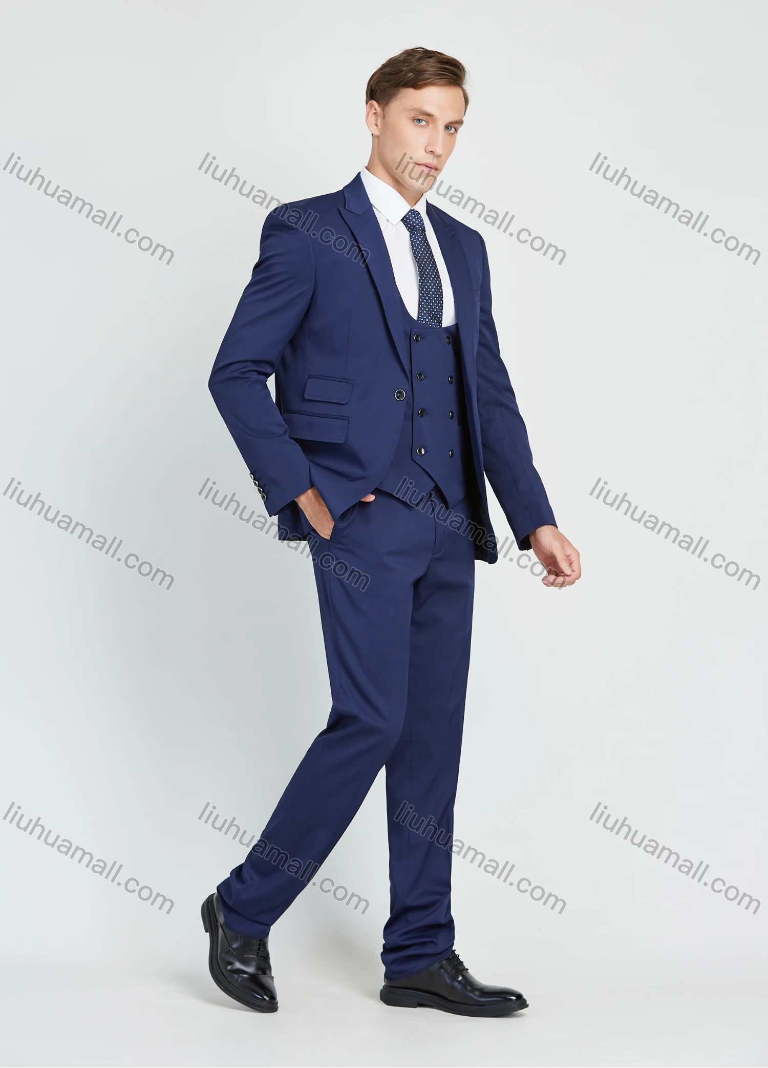 Wholesale Men's Formal Single Breasted Plain Suit Jacket 3 Piece Set - Liuhuamall
