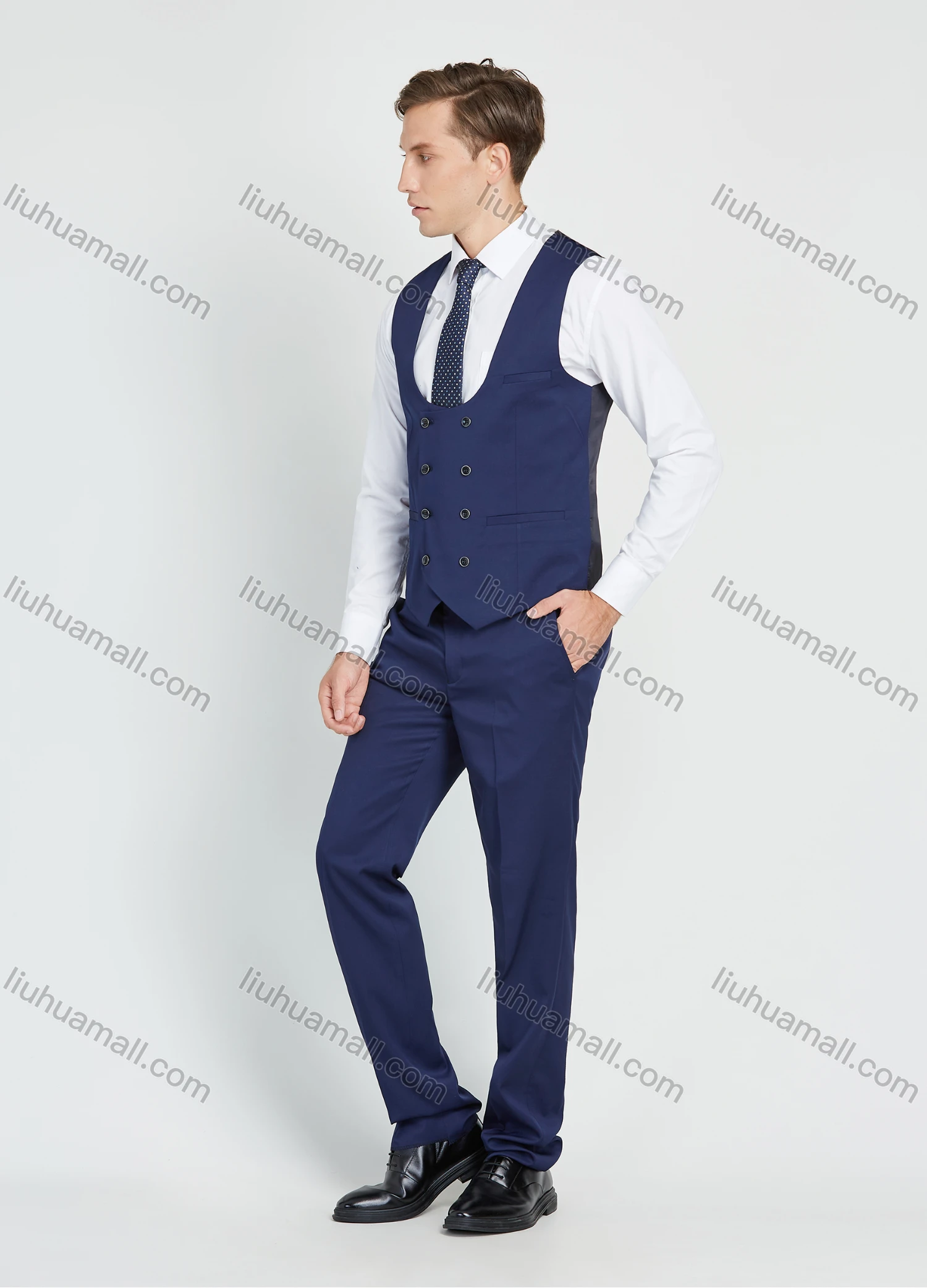 Wholesale Men's Formal Single Breasted Plain Suit Jacket 3 Piece Set - Liuhuamall