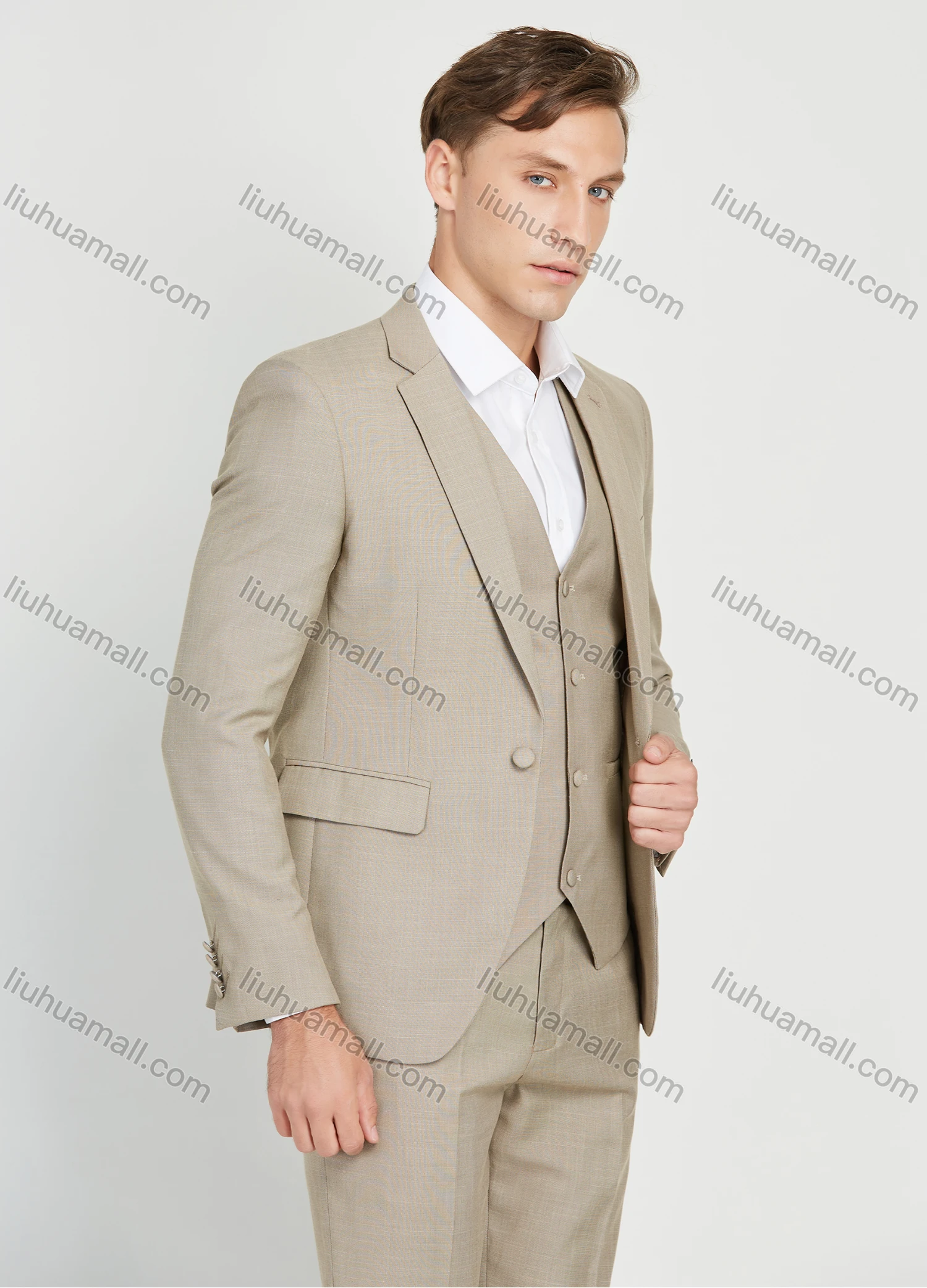 Wholesale Men's Formal Single Breasted Plain Suit Jacket 3 Piece Set - Liuhuamall