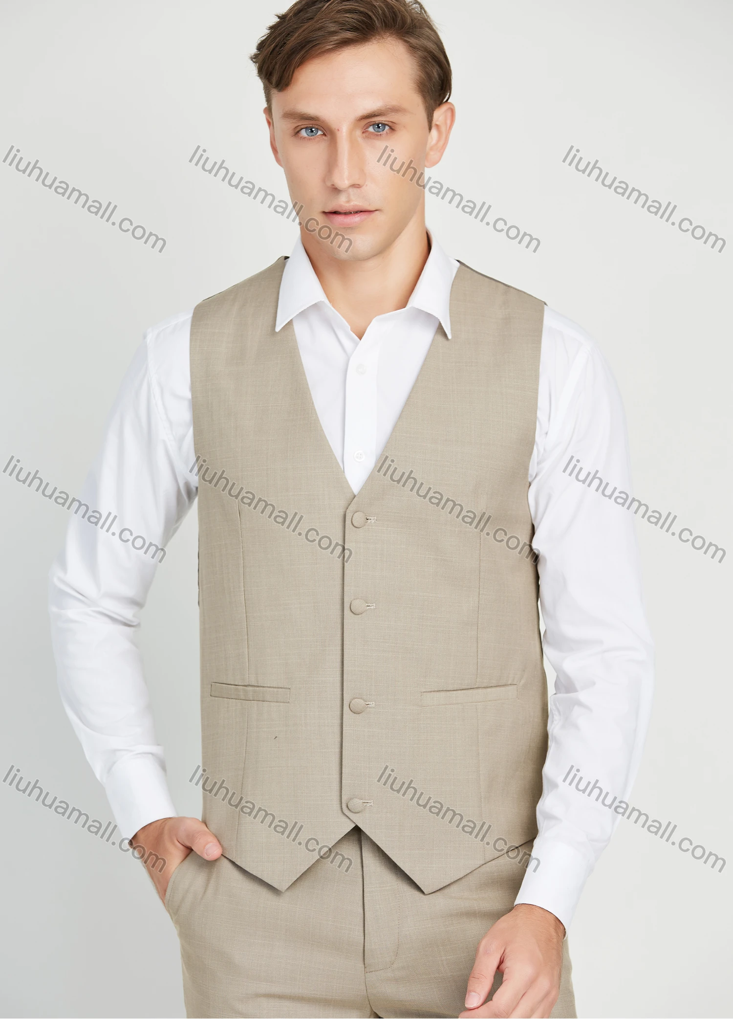 Wholesale Men's Formal Single Breasted Plain Suit Jacket 3 Piece Set - Liuhuamall