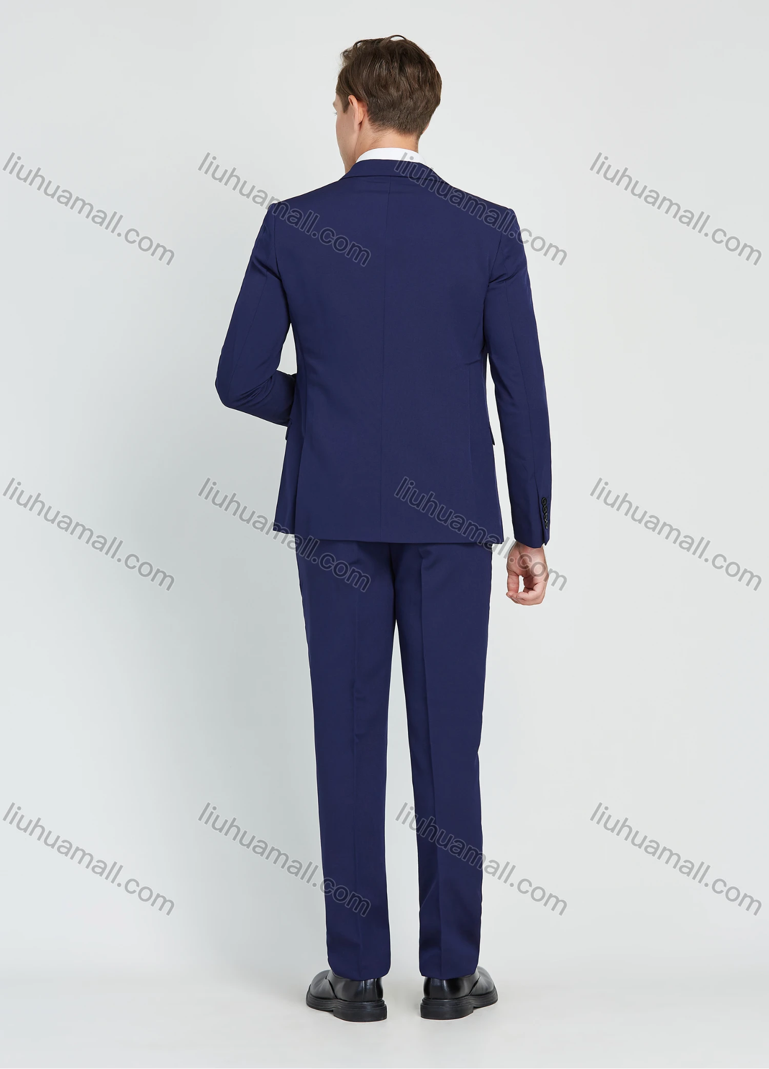 Wholesale Men's Business Lapel One Button Plain Suit Jacket With Waistcoat 3 Piece Set - Liuhuamall