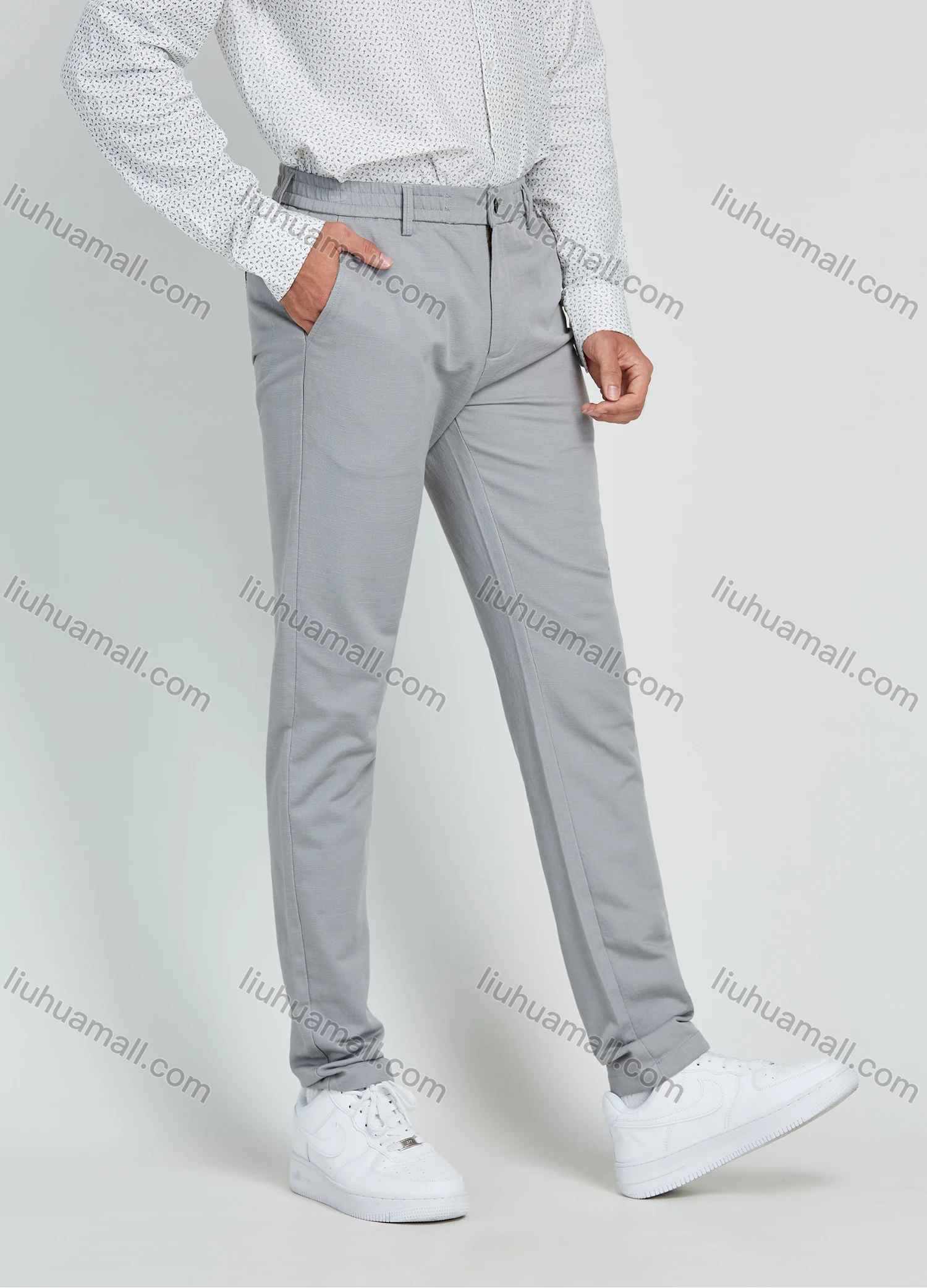 Wholesale Men's Casual Linen Straight Stretch Plain Chino Pants - Liuhuamall