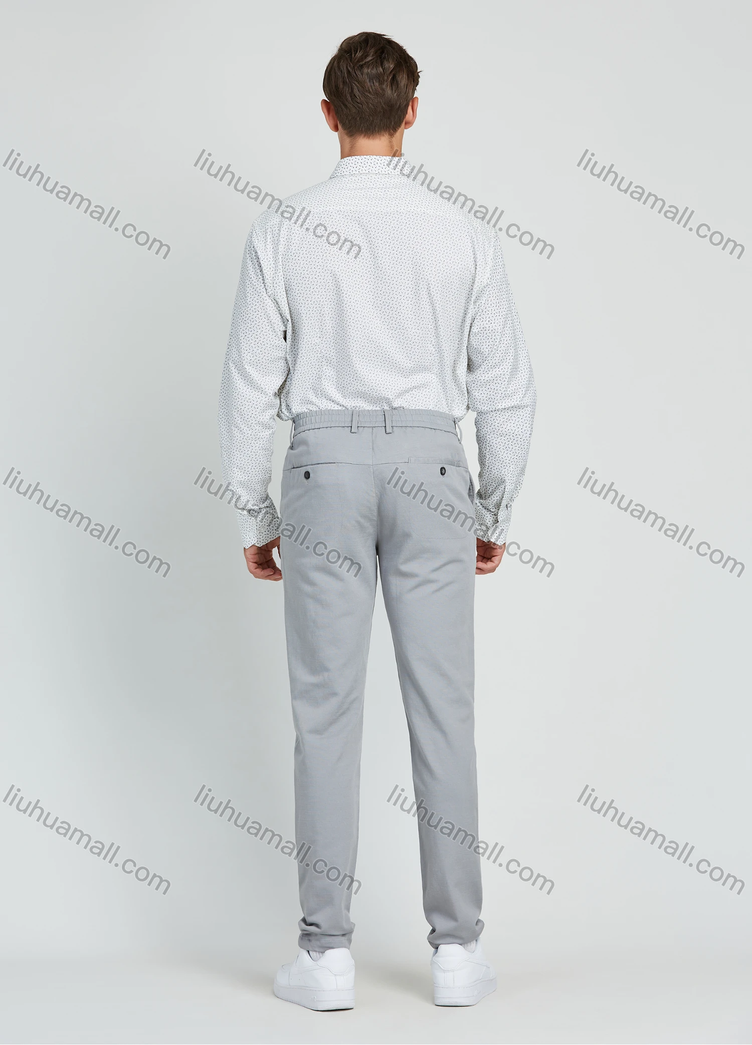 Wholesale Men's Casual Linen Straight Stretch Plain Chino Pants - Liuhuamall