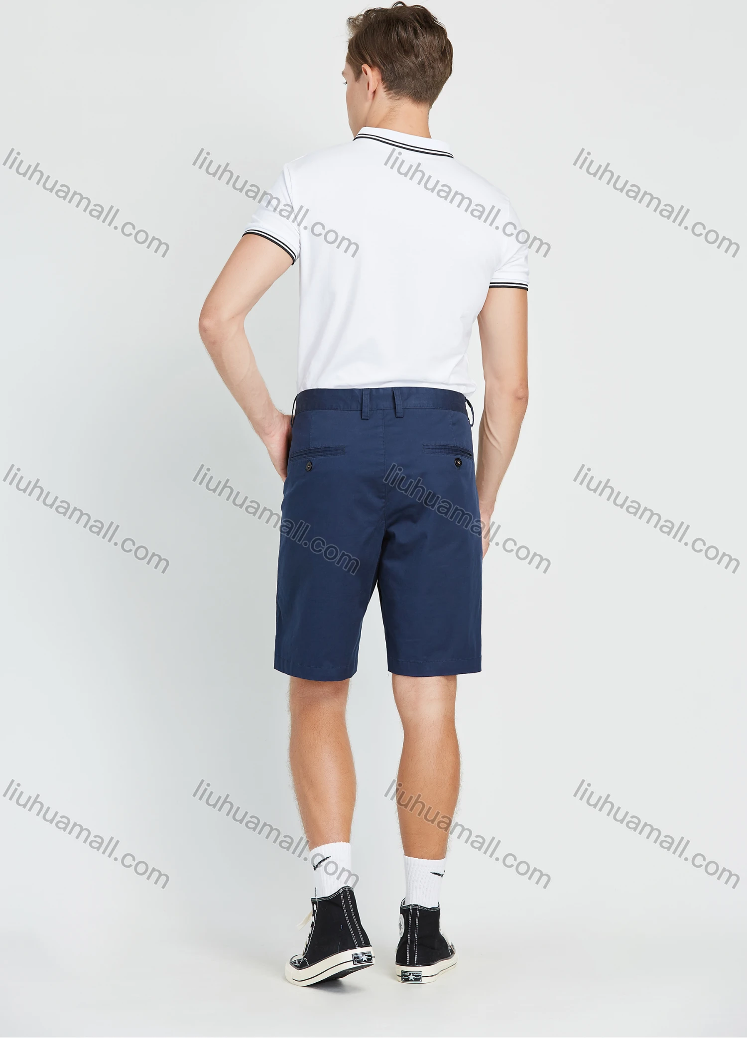 Wholesale Men's Cotton Plain Zipper Fly Button Casual 9" Inseam Chino Shorts - Liuhuamall