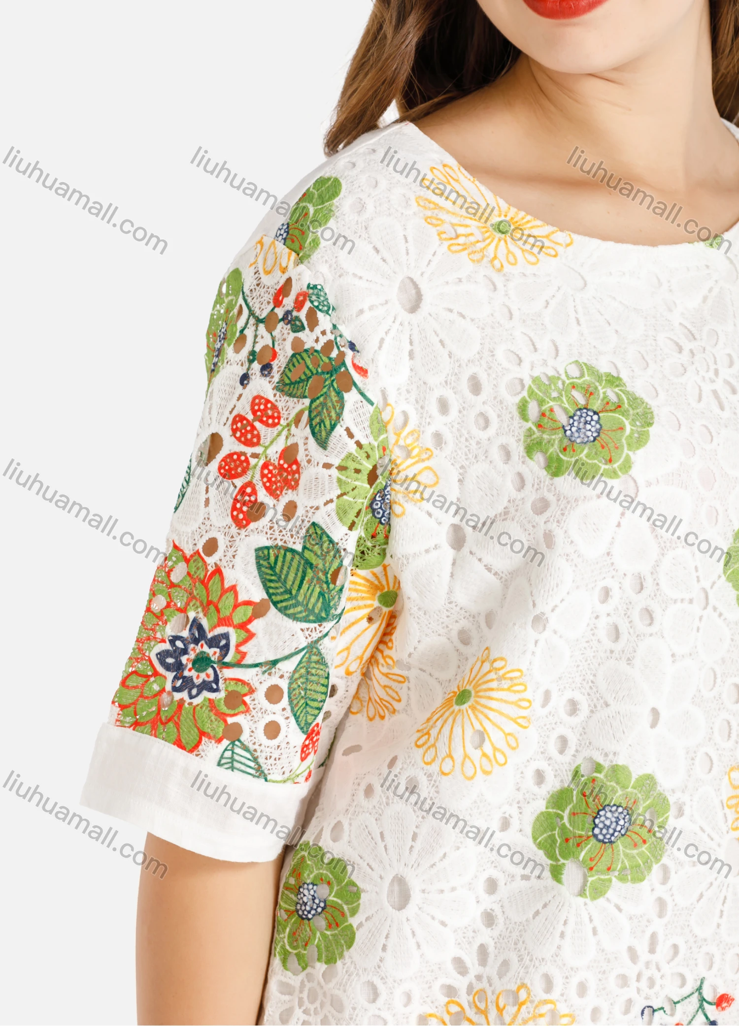 Wholesale Women's Casual Round Neck Short Sleeve Botanic Print Short T-shirt Dress - Liuhuamall