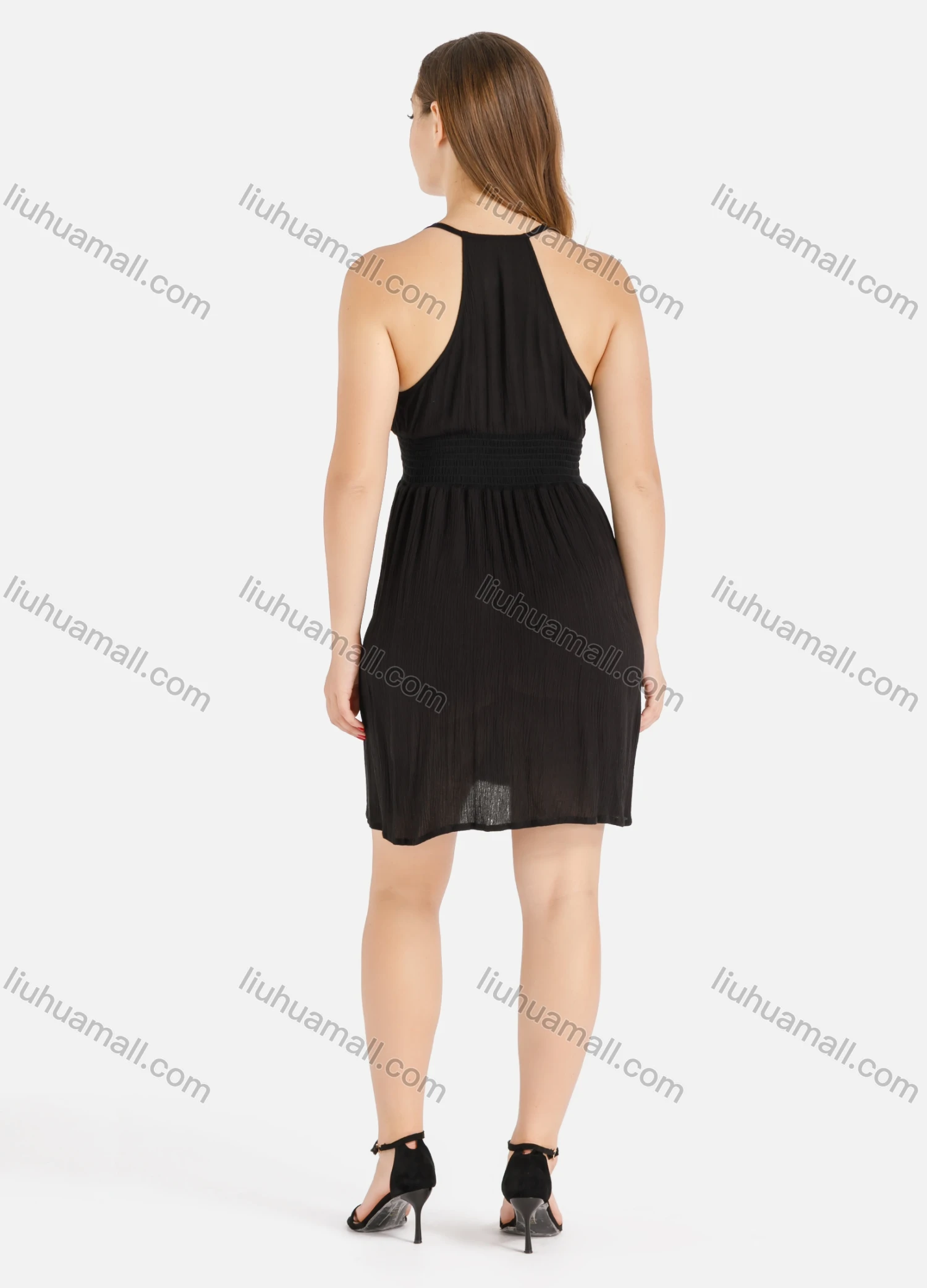 Wholesale Women's Floral Embroidery V Neck Spaghetti Strap Button Down Cami Dress - Liuhuamall