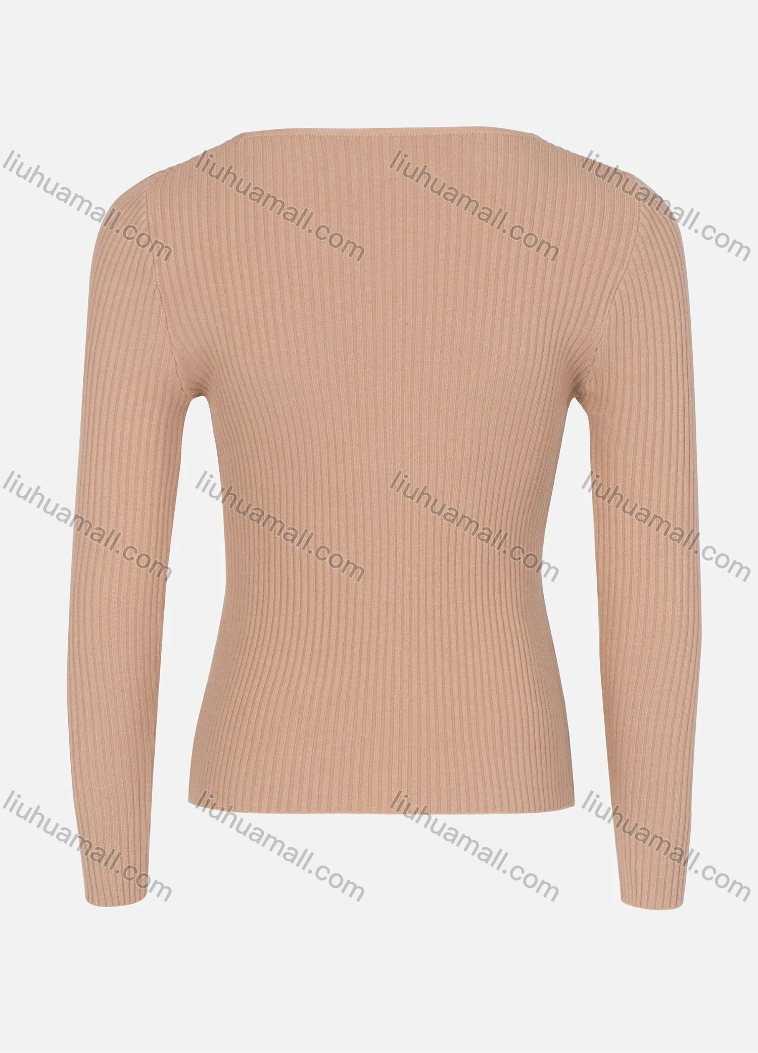 Wholesale Women's Casual V Neck Long Sleeve Slim Fit Rib-Knit Top - Liuhuamall