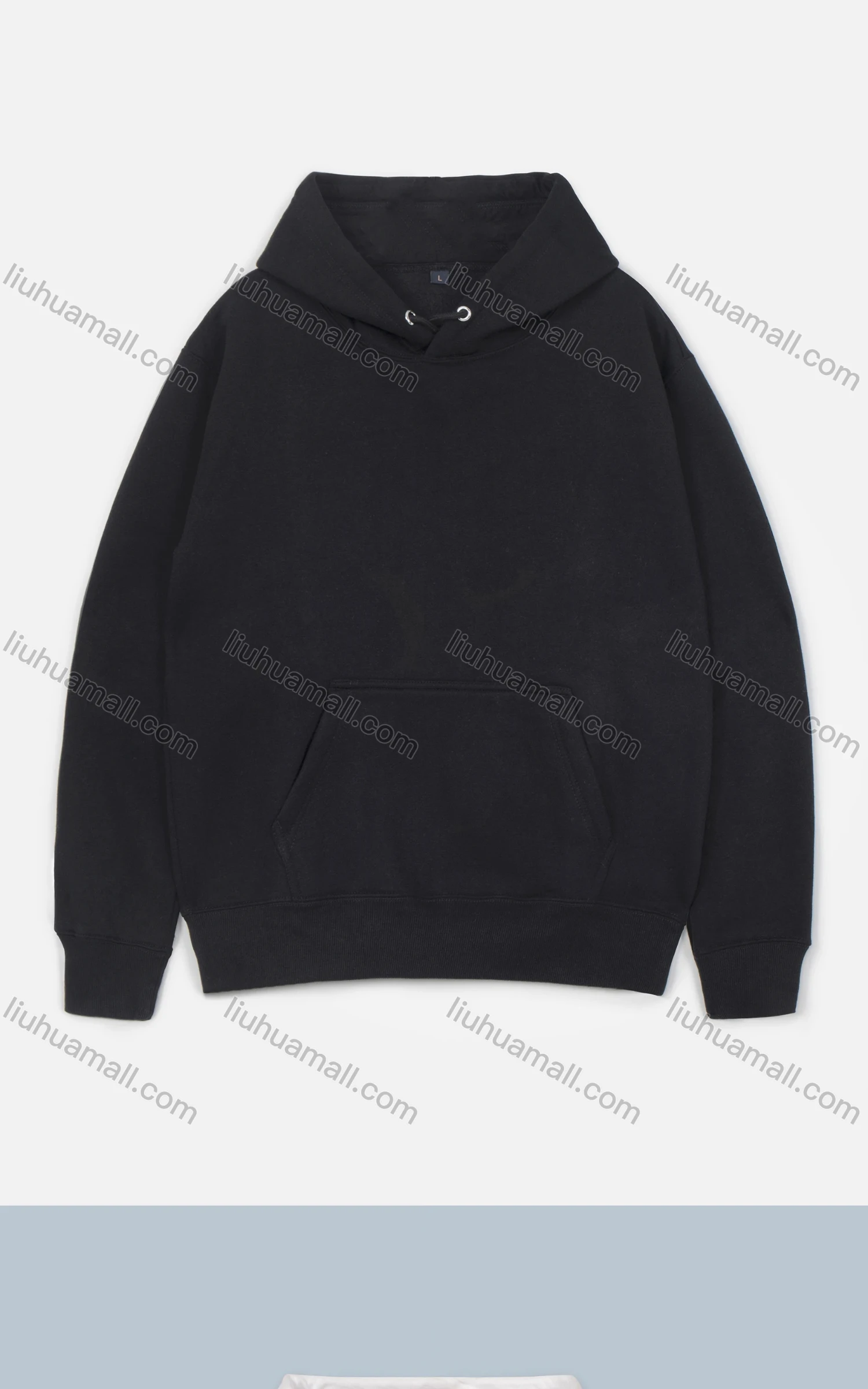 Wholesale Men's Plain Kangaroo Pocket Drawstring Plain Velvet Cotton Hoodie - Liuhuamall