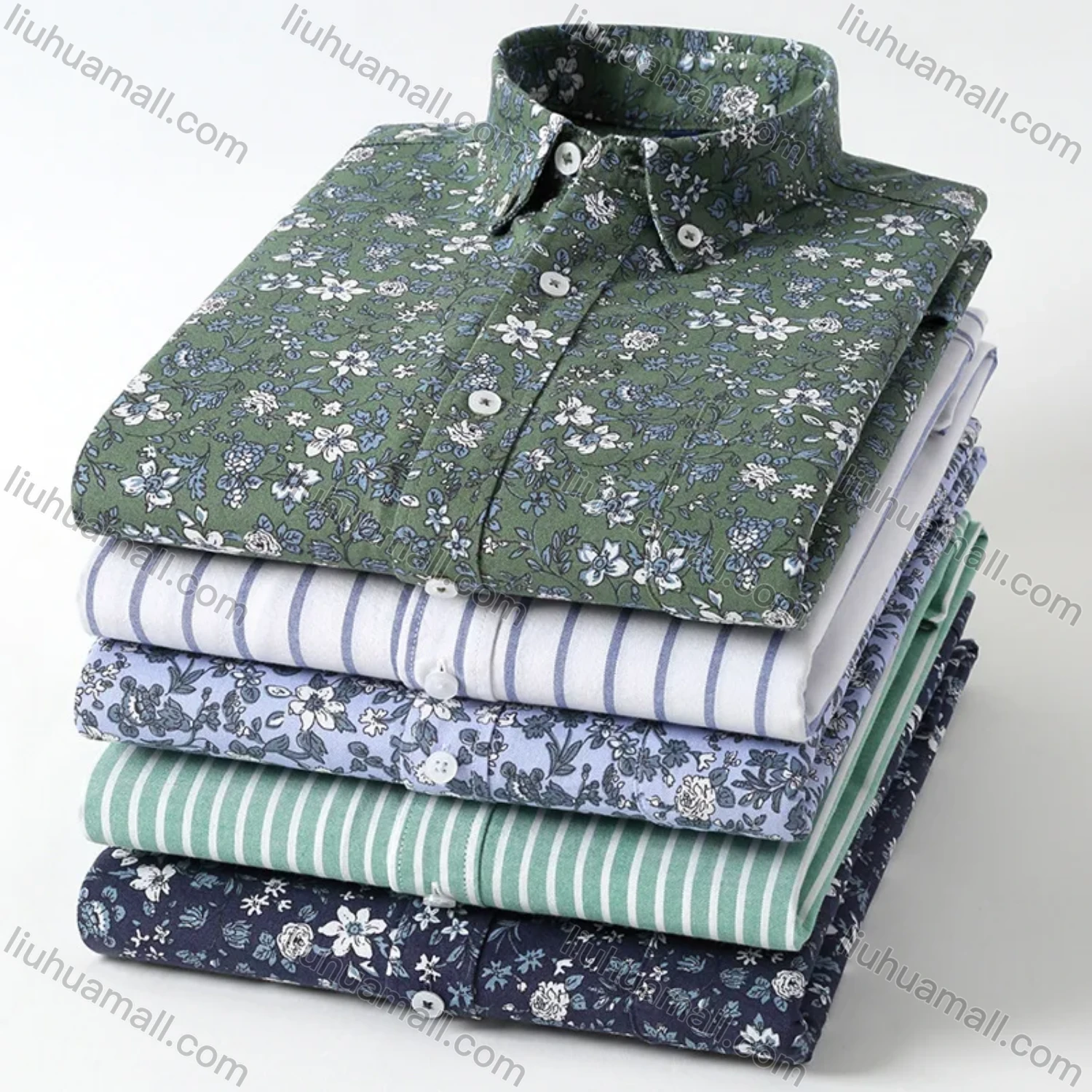 Wholesale Men's Collared Floral Print Long Sleeve Button Down Casual Shirt - Liuhuamall