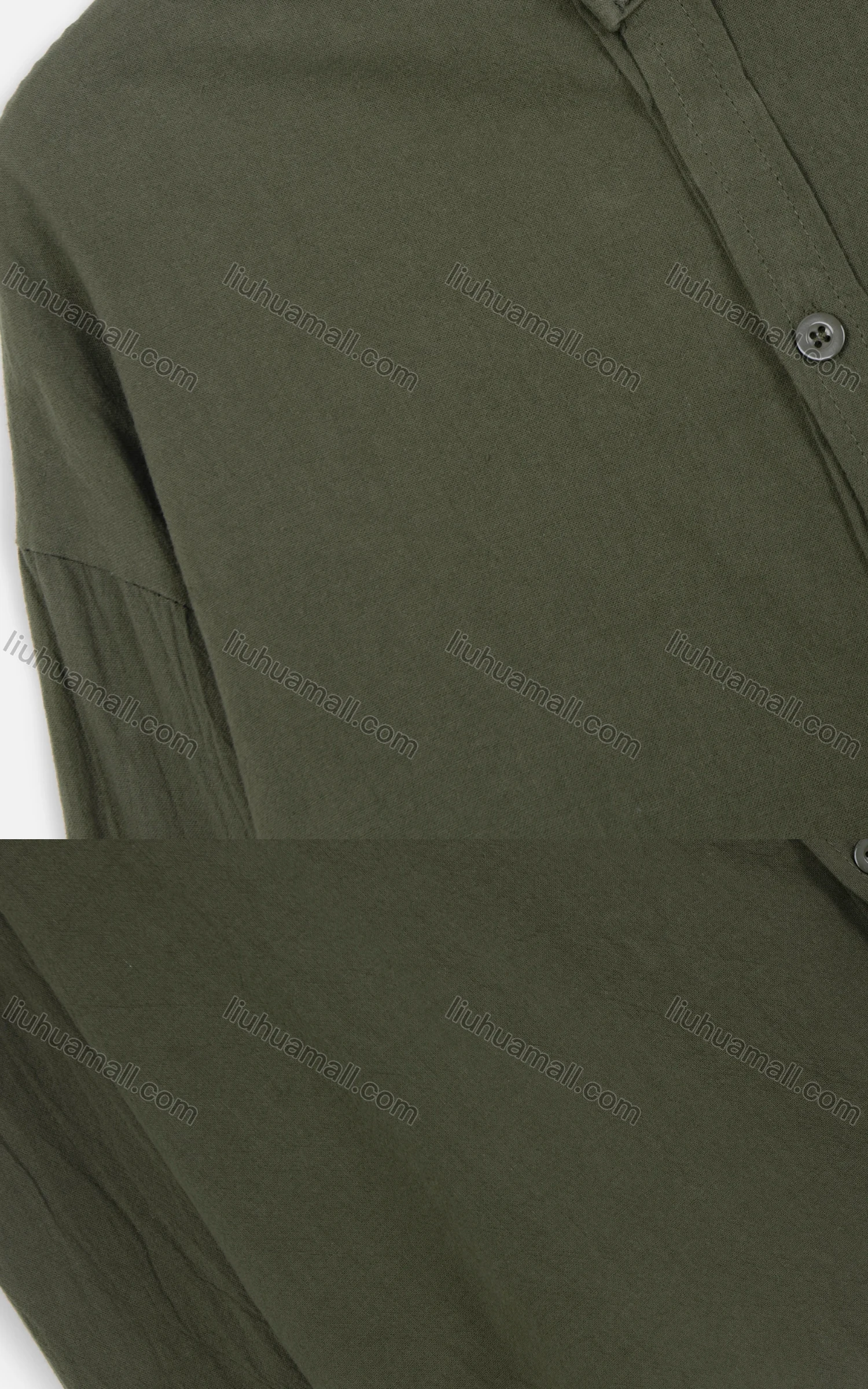 Wholesale Men's Plain Stand Collar Long Sleeve Button Down Casual Shirt - Liuhuamall