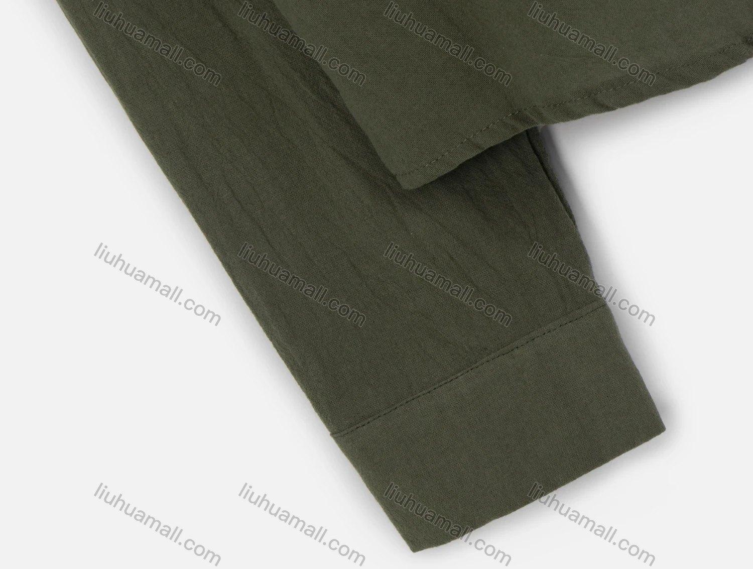 Wholesale Men's Plain Stand Collar Long Sleeve Button Down Casual Shirt - Liuhuamall