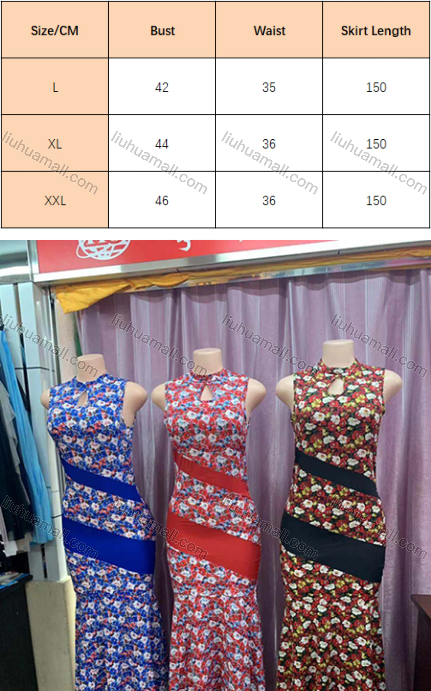 Wholesale Women's Elegant Sleeveless Keyhole Neck Floral Print Splicing Maxi Mermaid Cocktail Dress - Liuhuamall