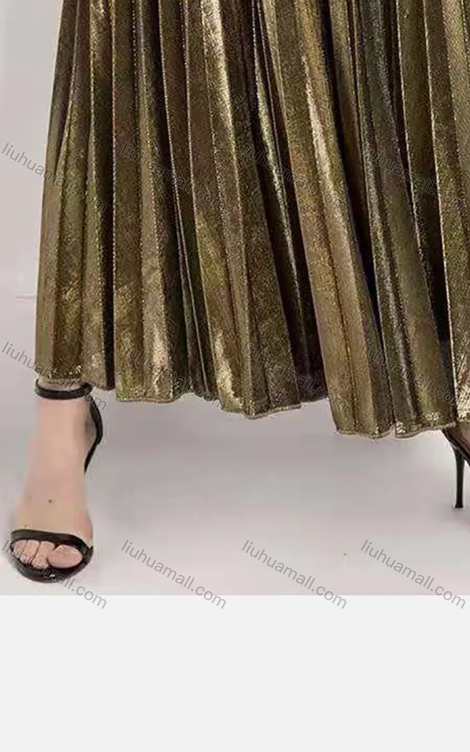 Wholesale Women's Glitters Pleated Elastic Waist Maxi Skirt - Liuhuamall