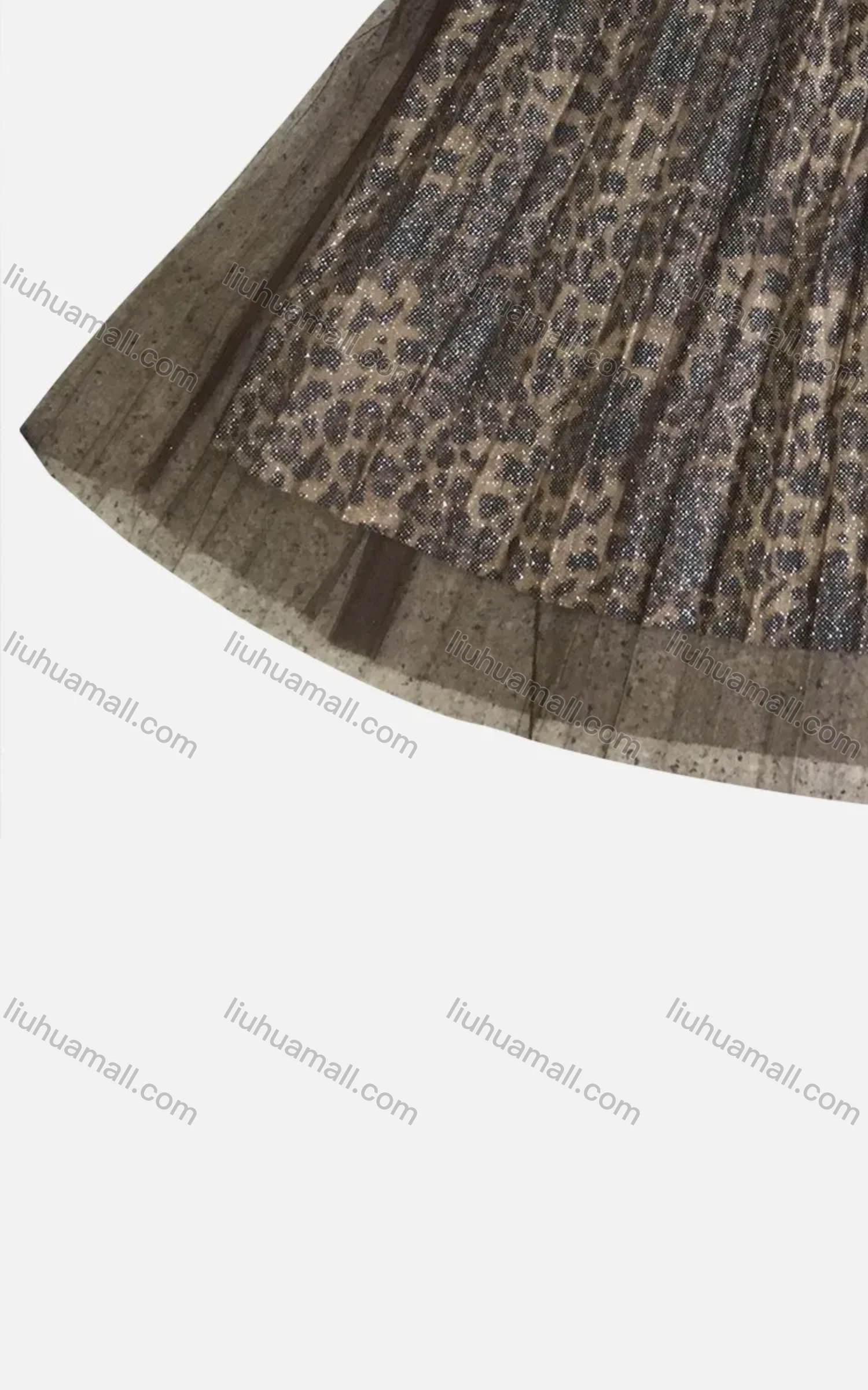 Wholesale Women's Summer Leopard Mesh Pleated Maxi Skirt - Liuhuamall