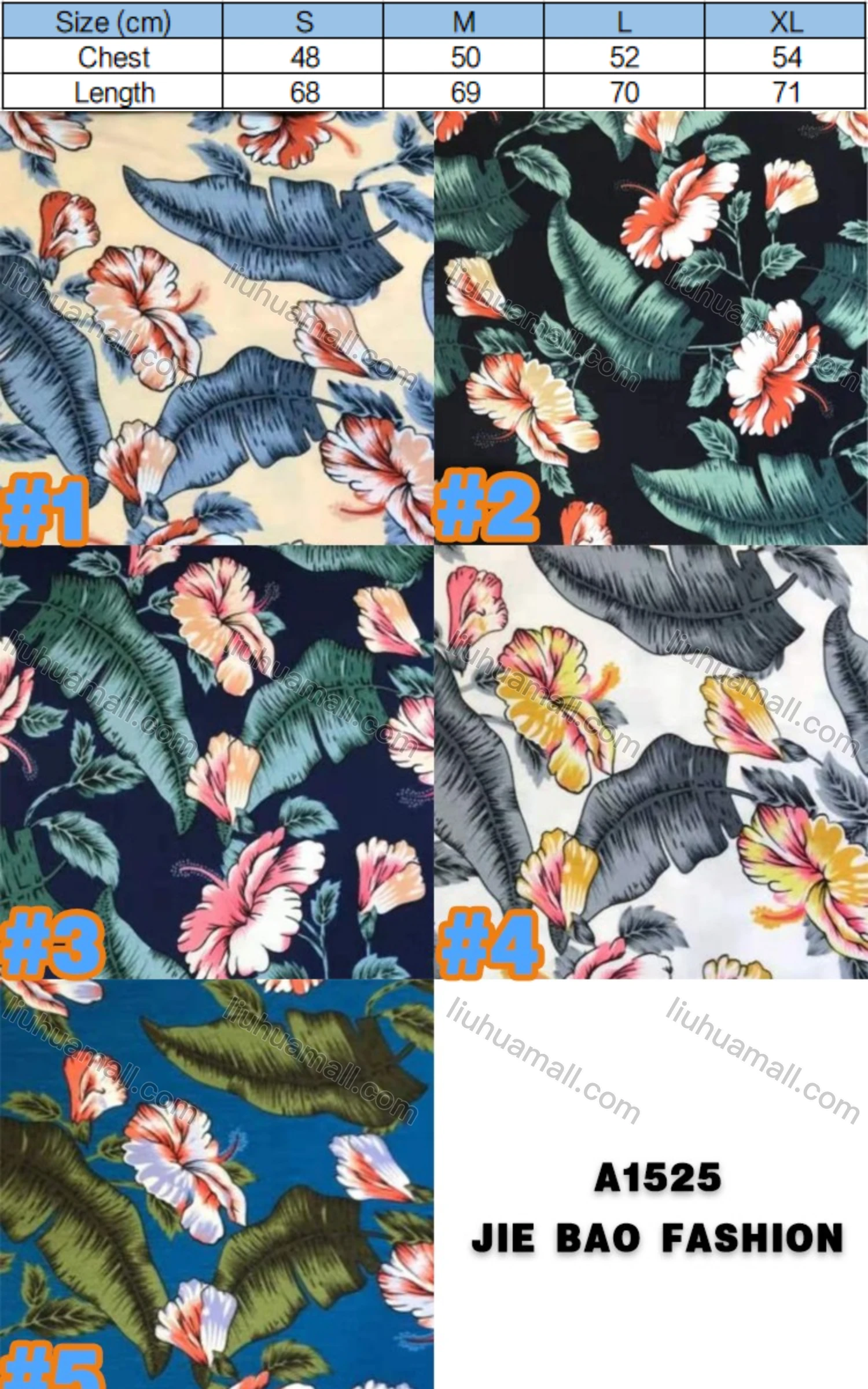 Wholesale Men's Vacation Floral & Leaf Tropical Print Polo Shirt - Liuhuamall