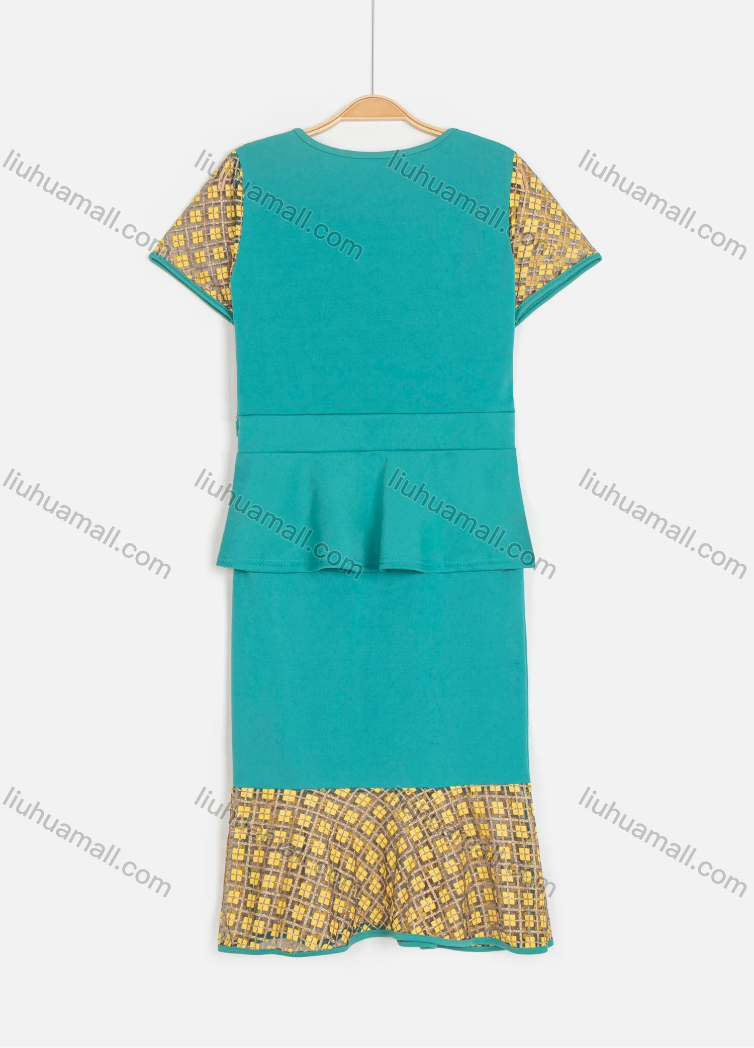 Wholesale Women's Elegant Short Sleeve Blouse With Mermaid Hem Skirt 2 Piece Set - Liuhuamall