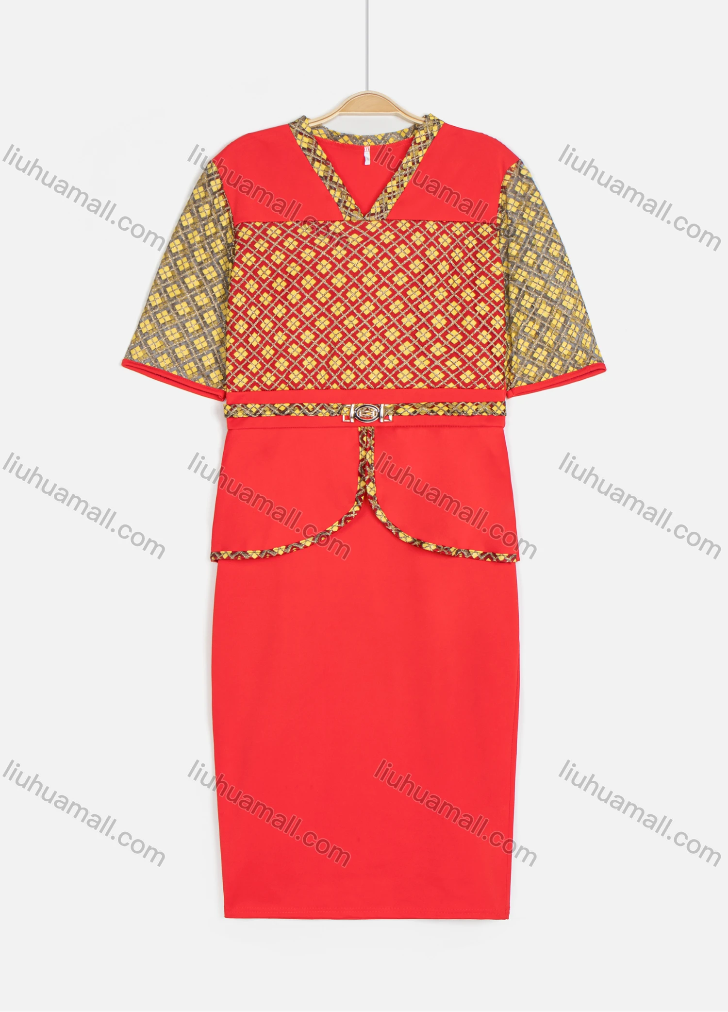 Wholesale Women's Elegant Short Sleeve Blouse With Knee Length Pencil Skirt 2 Piece Set - Liuhuamall