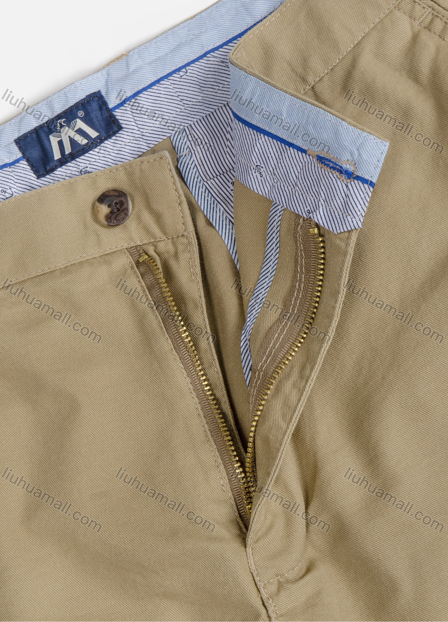 Wholesale Men's 100%Cotton Slant Pocket Zipper Fly Button Plain Casual Shorts 038# - Liuhuamall