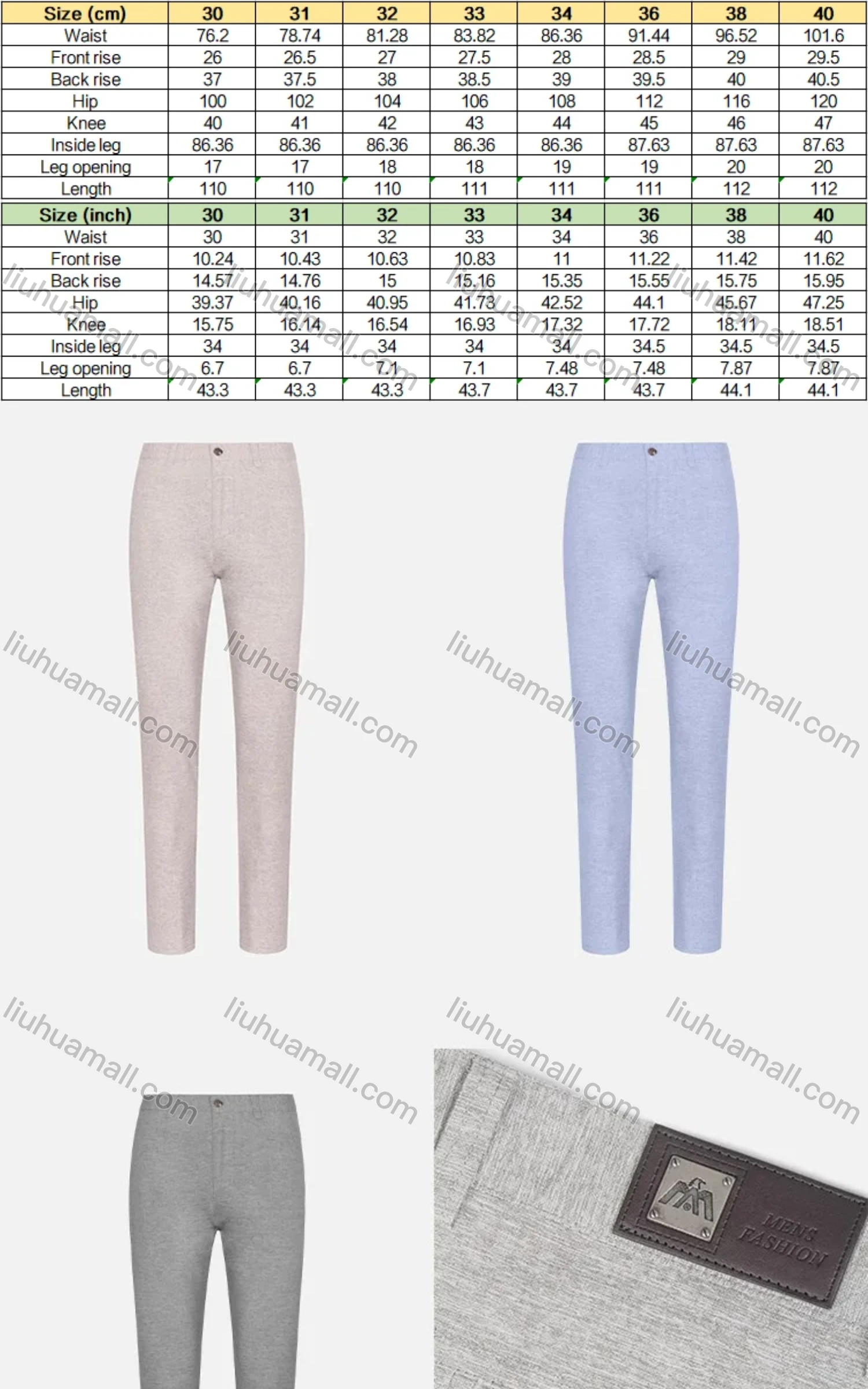 Wholesale Men's Slim Fit Straight Leg Zip Fly Button Closure Casual Trousers - Liuhuamall