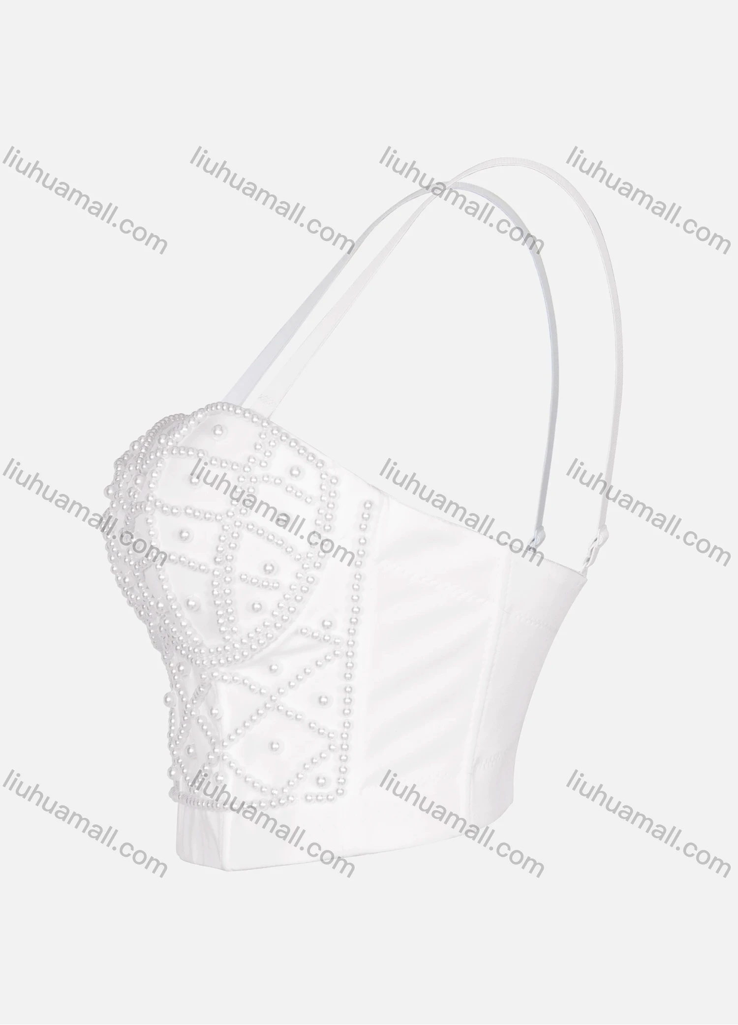 Wholesale Women's Sexy Punk Corset Goth Lace Club Bustier Pearl Decor Push Up Corset Crop Top - Liuhuamall