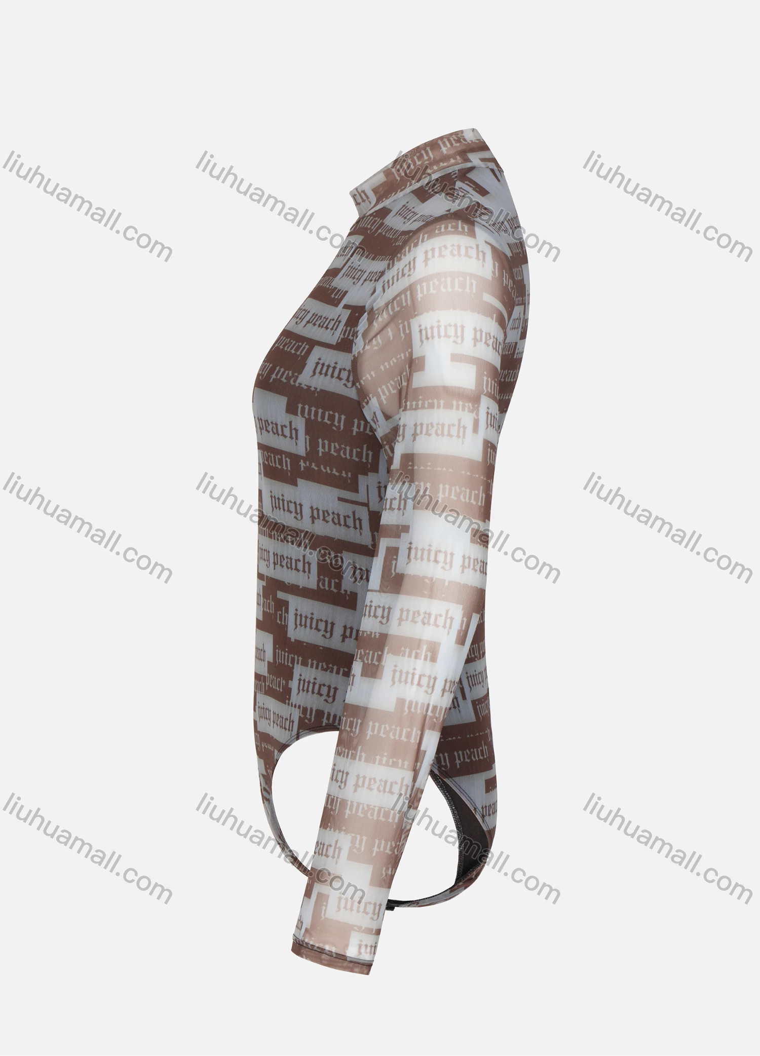 Wholesale Women's Fashion Slogan Print Long Sleeve High Neck Back Zip Bodysuit - Liuhuamall