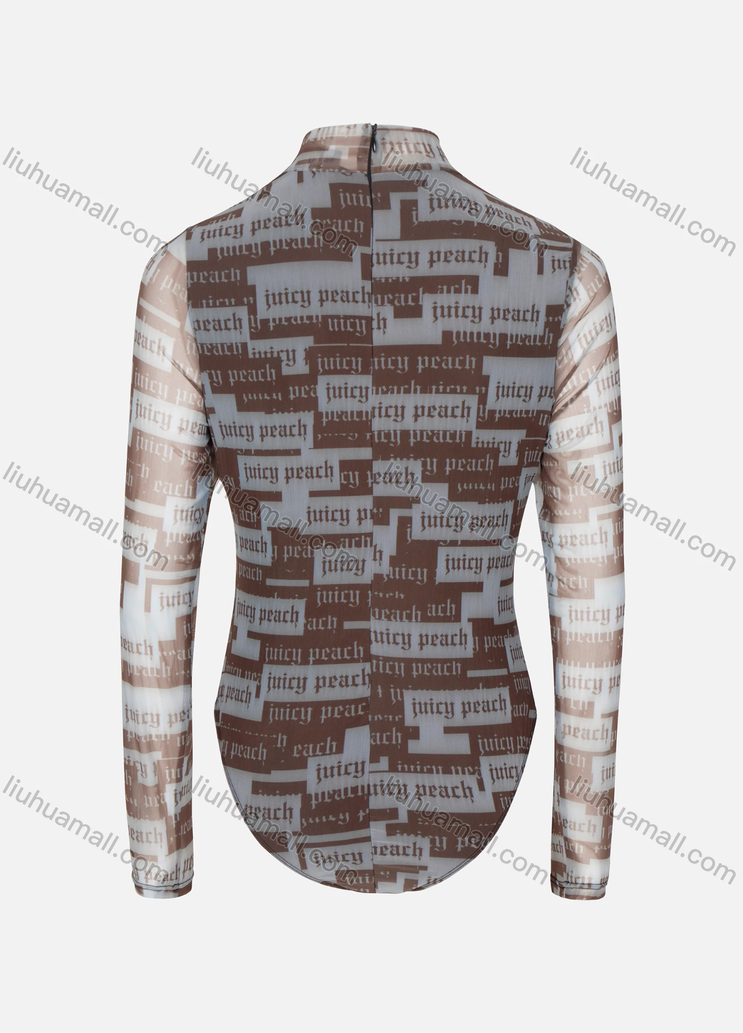 Wholesale Women's Fashion Slogan Print Long Sleeve High Neck Back Zip Bodysuit - Liuhuamall